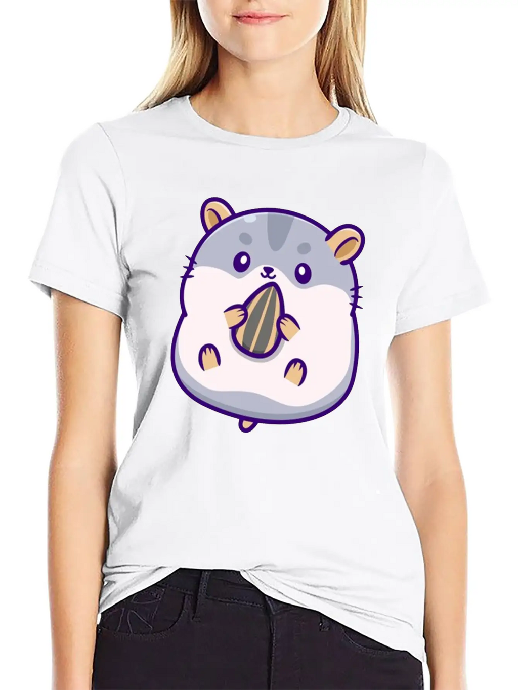 Cute Hamster Eating Sunflower Seed Unisex Casual T-Shirt – Clean Design For Daily Comfort