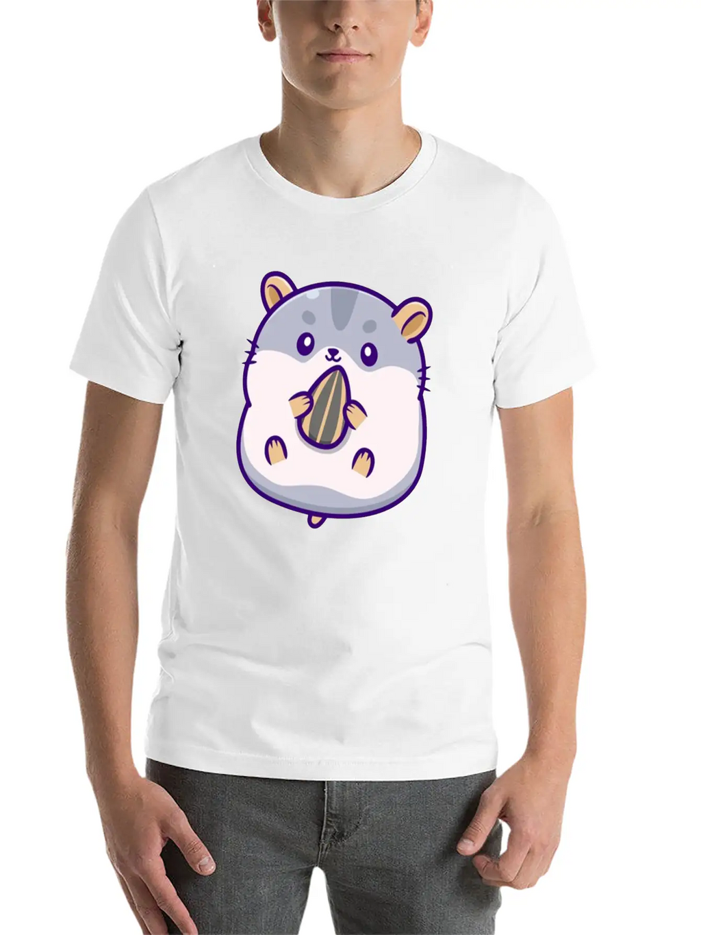 Cute Hamster Eating Sunflower Seed Unisex Casual T-Shirt – Clean Design For Daily Comfort