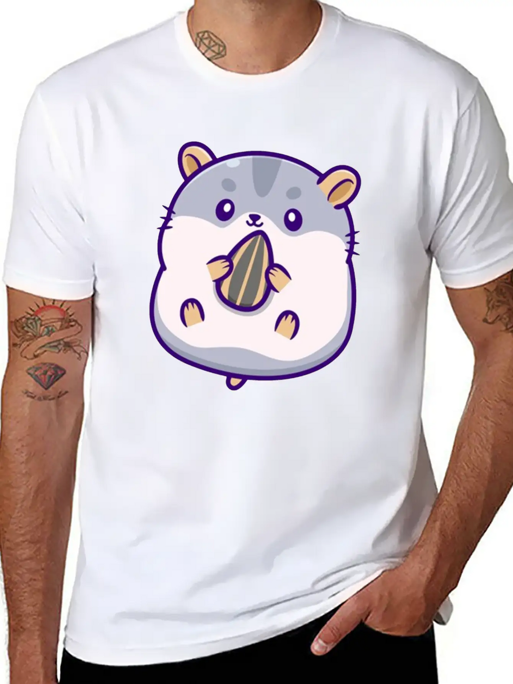 Cute Hamster Eating Sunflower Seed Unisex Casual T-Shirt – Clean Design For Daily Comfort