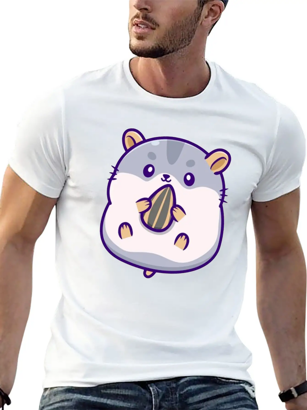 Cute Hamster Eating Sunflower Seed Unisex Casual T-Shirt – Clean Design For Daily Comfort