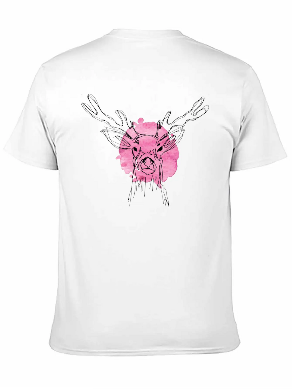 Cute Hand Drawn Deer With Pink Color Slpash Breathable Graphic T-Shirt – Perfect For Casual Days