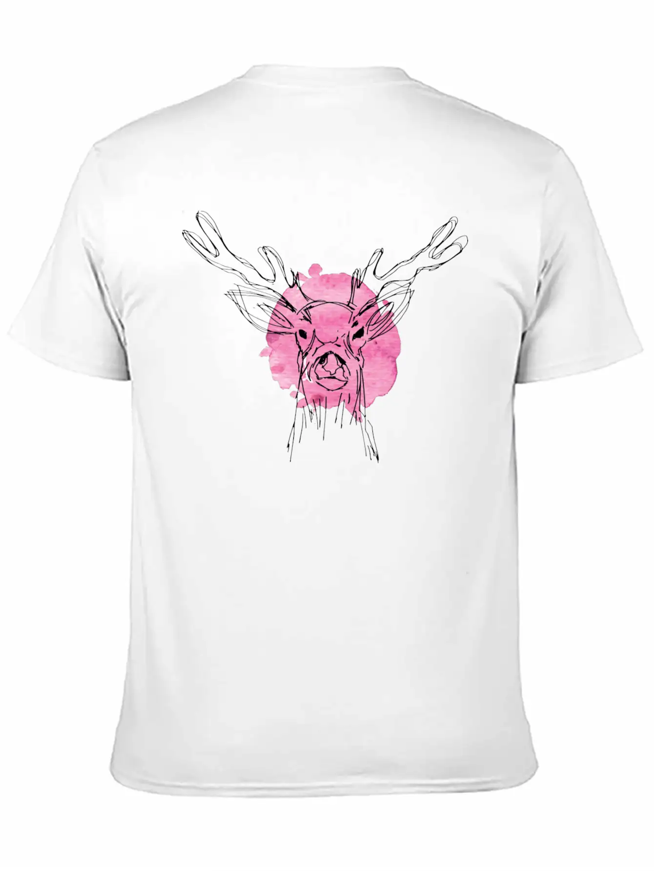 Cute Hand Drawn Deer With Pink Color Slpash Breathable Graphic T-Shirt – Perfect For Casual Days