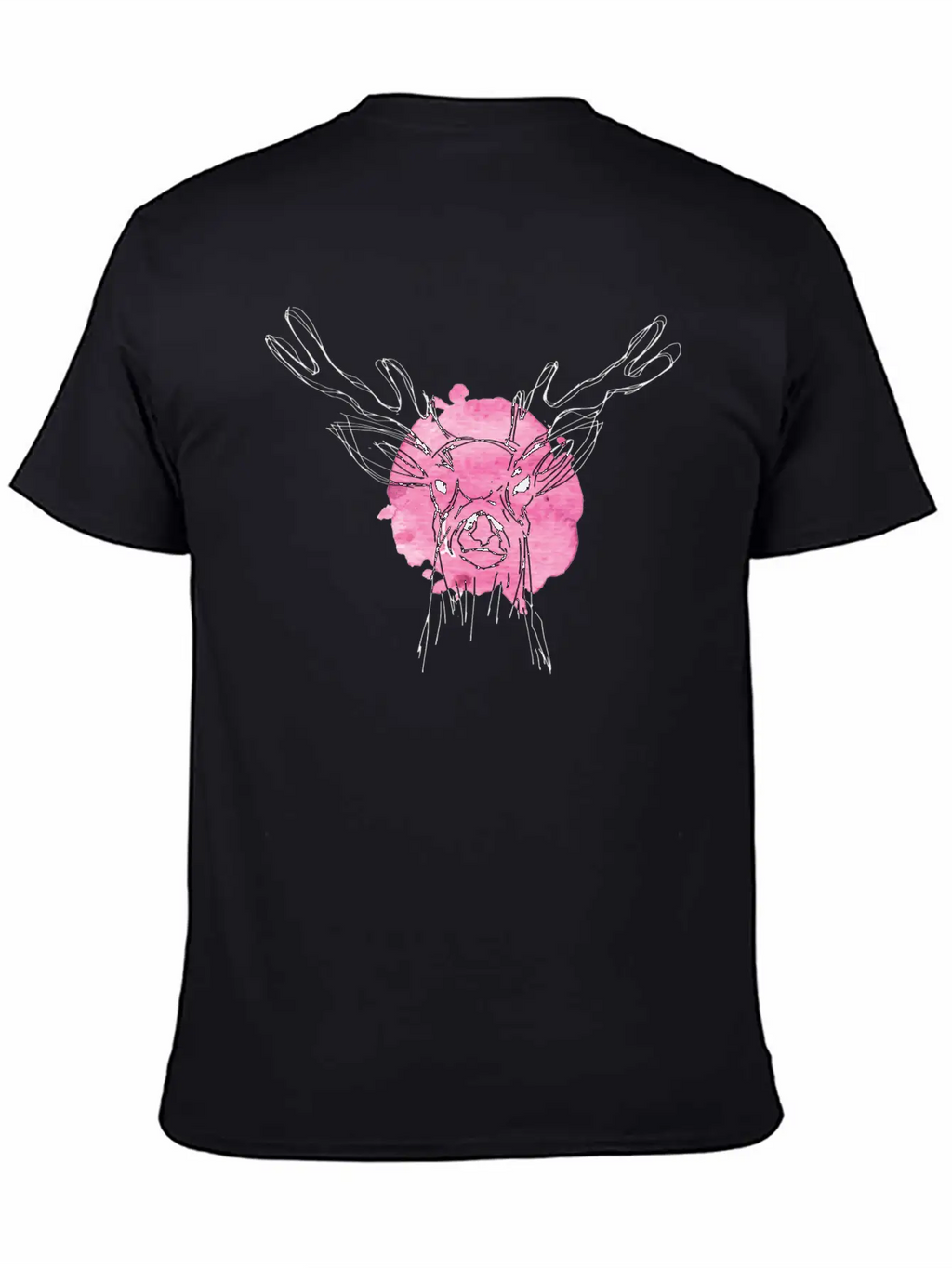 Cute Hand Drawn Deer With Pink Color Slpash Breathable Graphic T-Shirt – Perfect For Casual Days