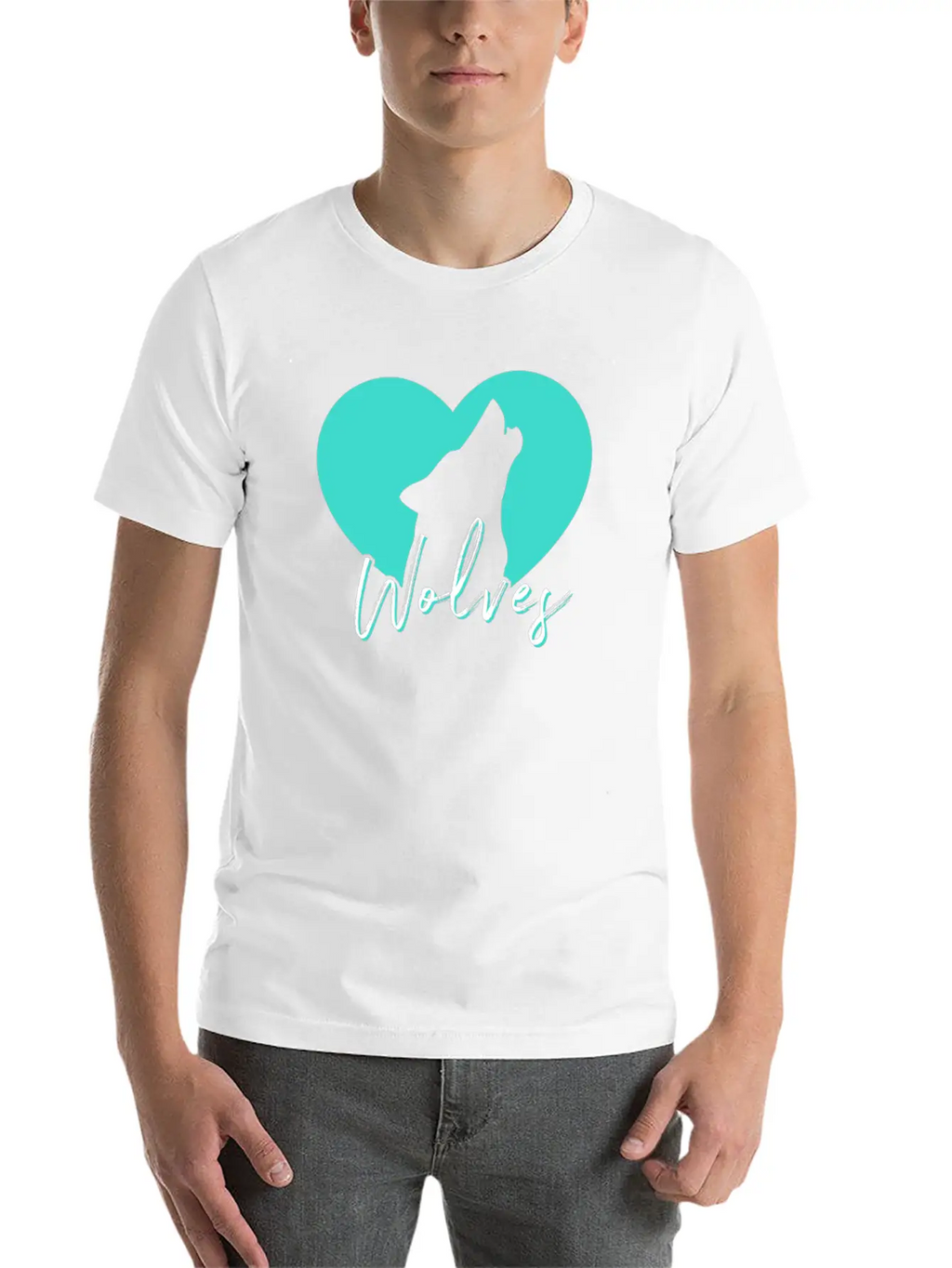 Cute Howling Wolf Spirit Animal Heart Love Wolves Breathable Soft Cotton T-Shirt – Timeless Casual Look