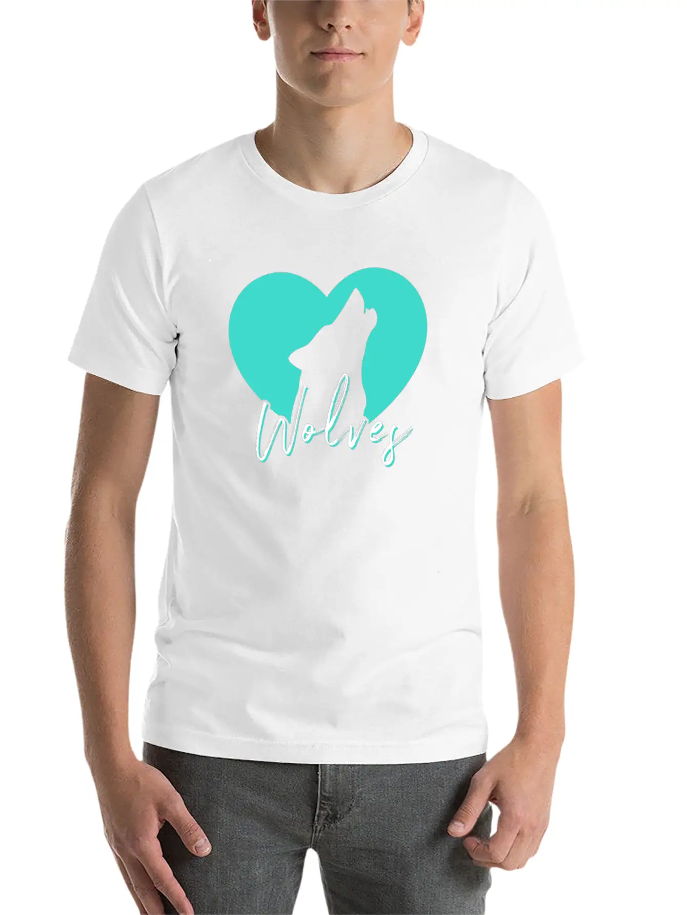 Cute Howling Wolf Spirit Animal Heart Love Wolves Breathable Soft Cotton T-Shirt – Timeless Casual Look