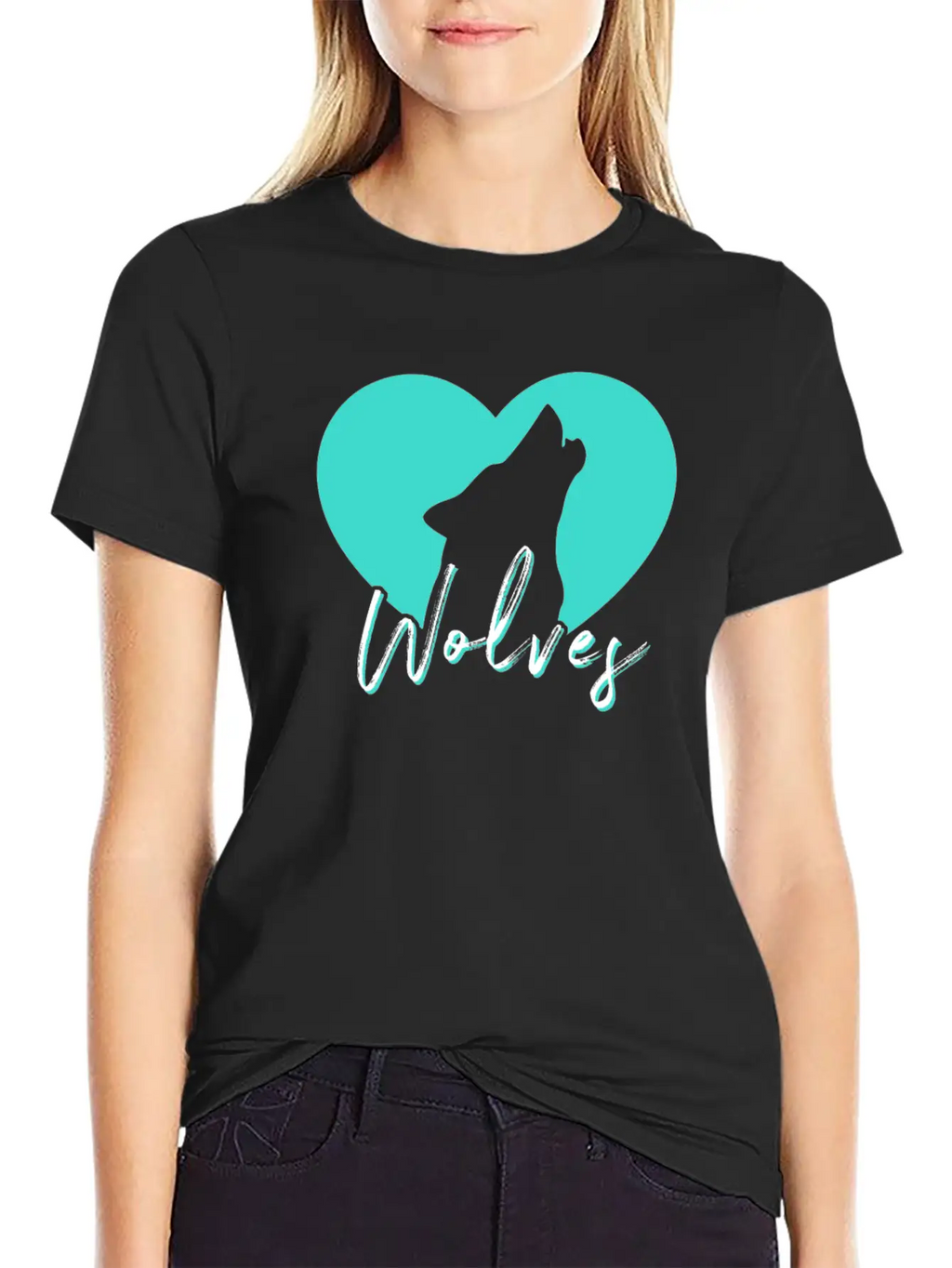 Cute Howling Wolf Spirit Animal Heart Love Wolves Breathable Soft Cotton T-Shirt – Timeless Casual Look