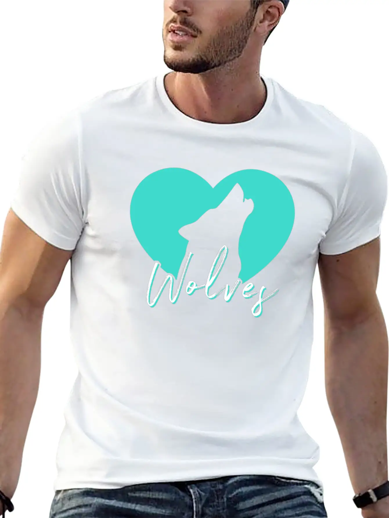 Cute Howling Wolf Spirit Animal Heart Love Wolves Breathable Soft Cotton T-Shirt – Timeless Casual Look