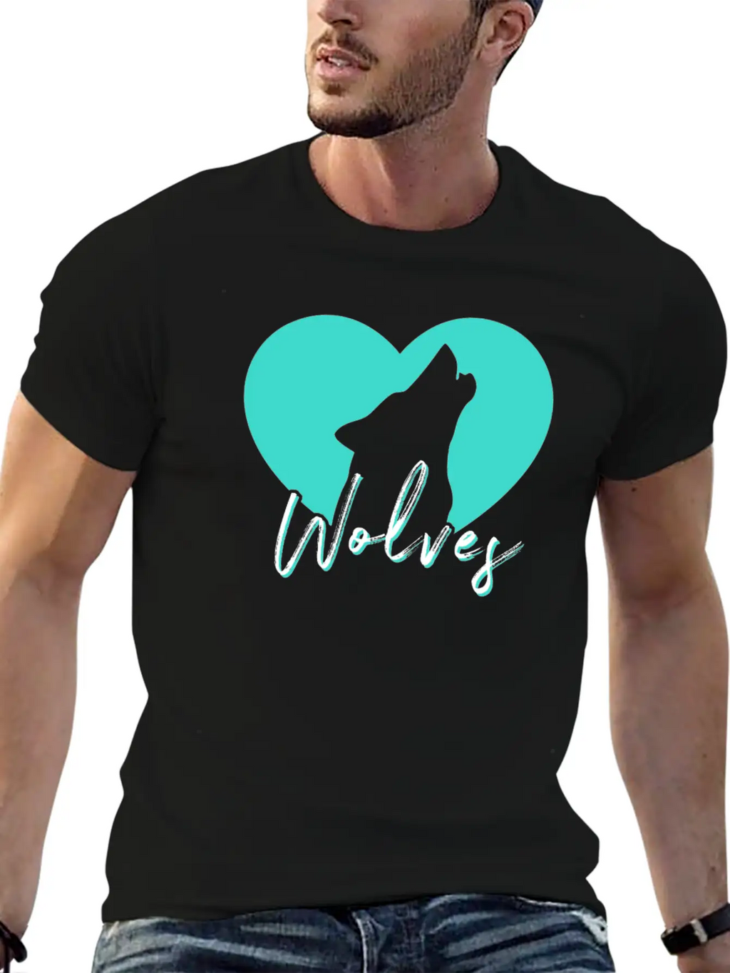 Cute Howling Wolf Spirit Animal Heart Love Wolves Breathable Soft Cotton T-Shirt – Timeless Casual Look