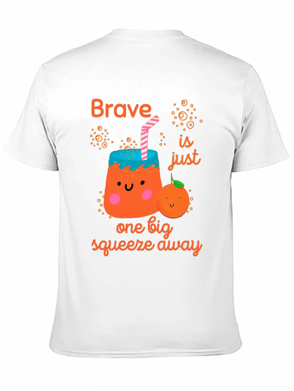 Cute Kawaii Orange Juice Bravery Unisex Short Sleeve Soft Cotton T-Shirt – Casual Everyday Wear