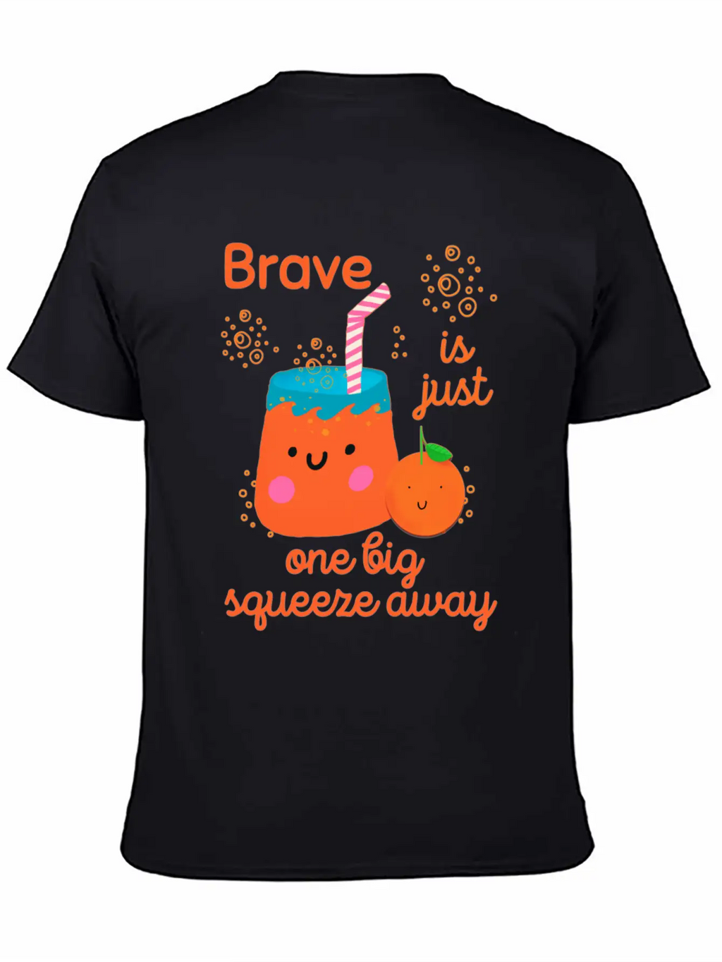 Cute Kawaii Orange Juice Bravery Unisex Short Sleeve Soft Cotton T-Shirt – Casual Everyday Wear