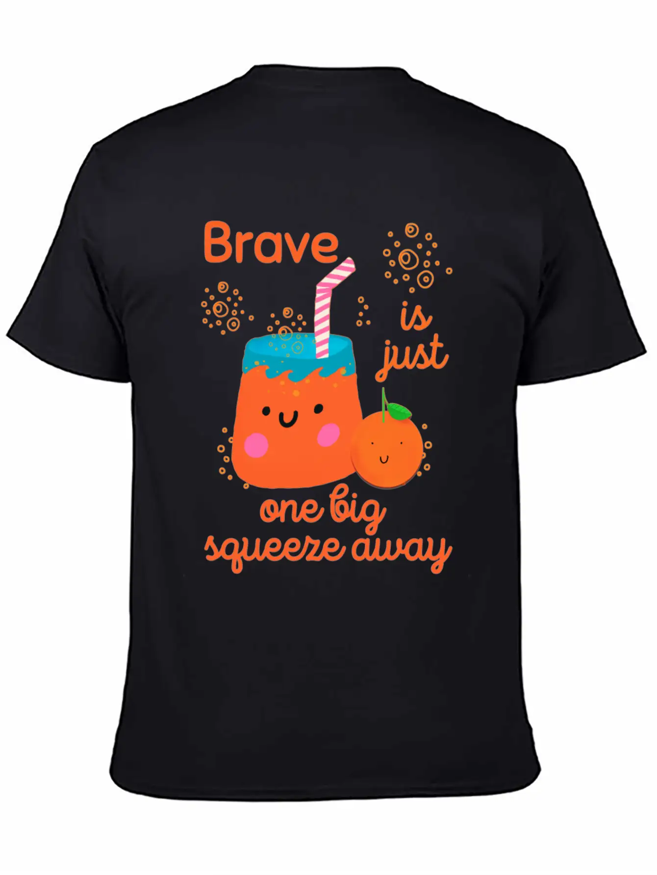 Cute Kawaii Orange Juice Bravery Unisex Short Sleeve Soft Cotton T-Shirt – Casual Everyday Wear