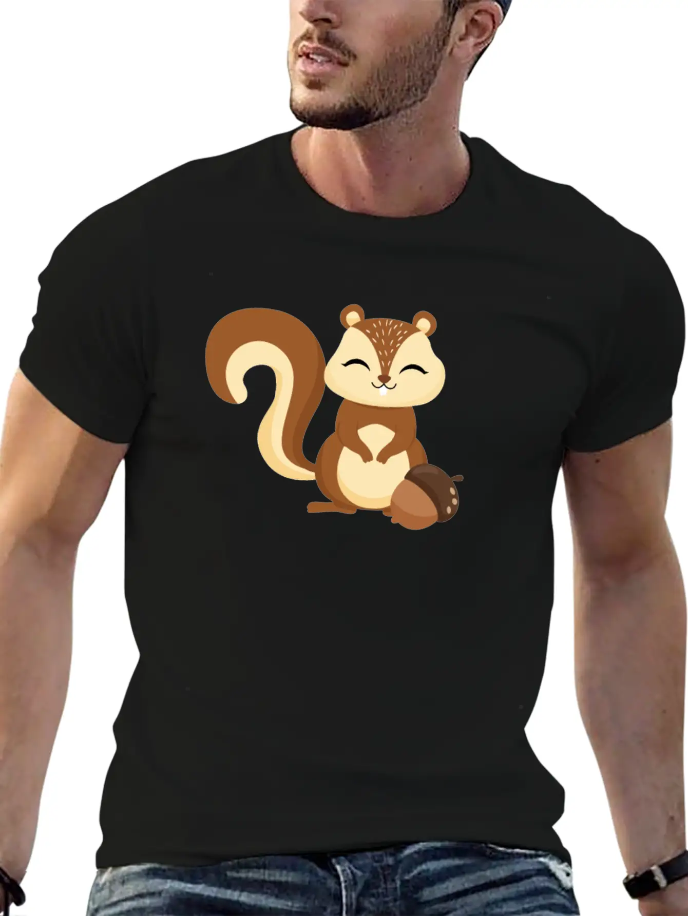 Cute Kids Squirrel Animal Motif Unisex Casual T-Shirt – Clean Design For Daily Comfort