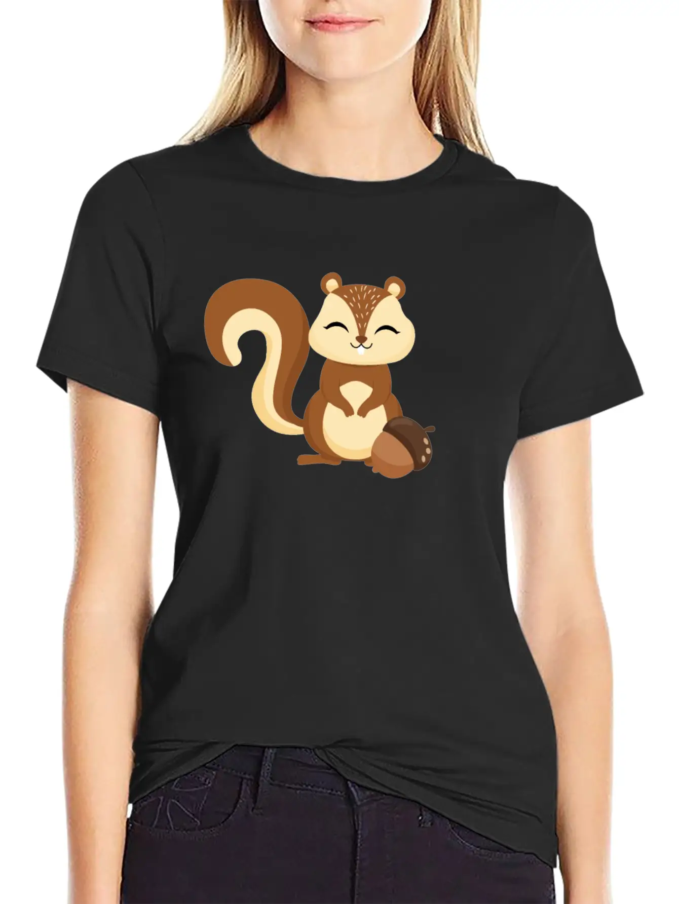 Cute Kids Squirrel Animal Motif Unisex Casual T-Shirt – Clean Design For Daily Comfort