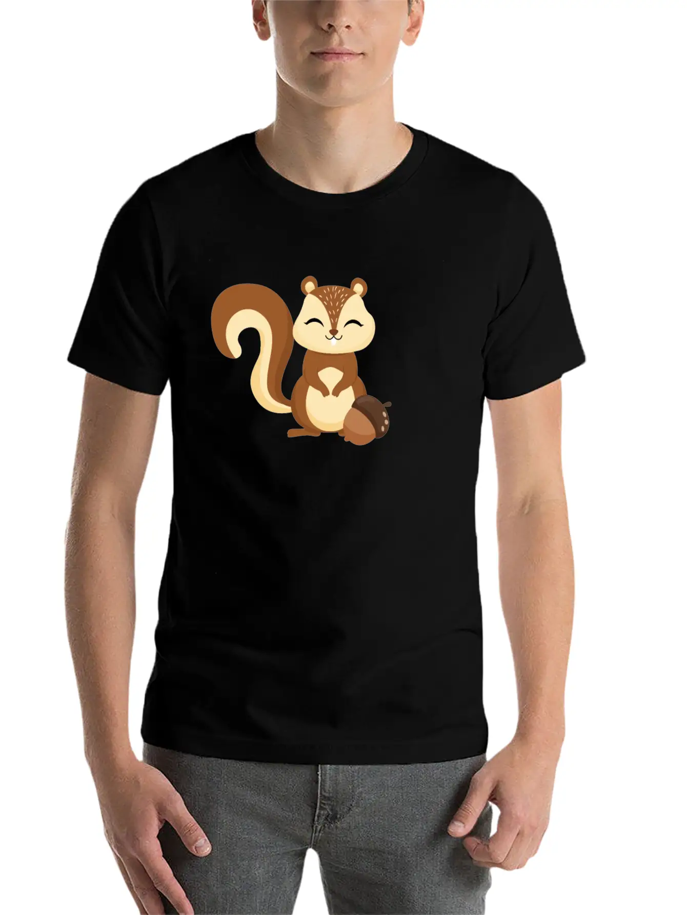 Cute Kids Squirrel Animal Motif Unisex Casual T-Shirt – Clean Design For Daily Comfort