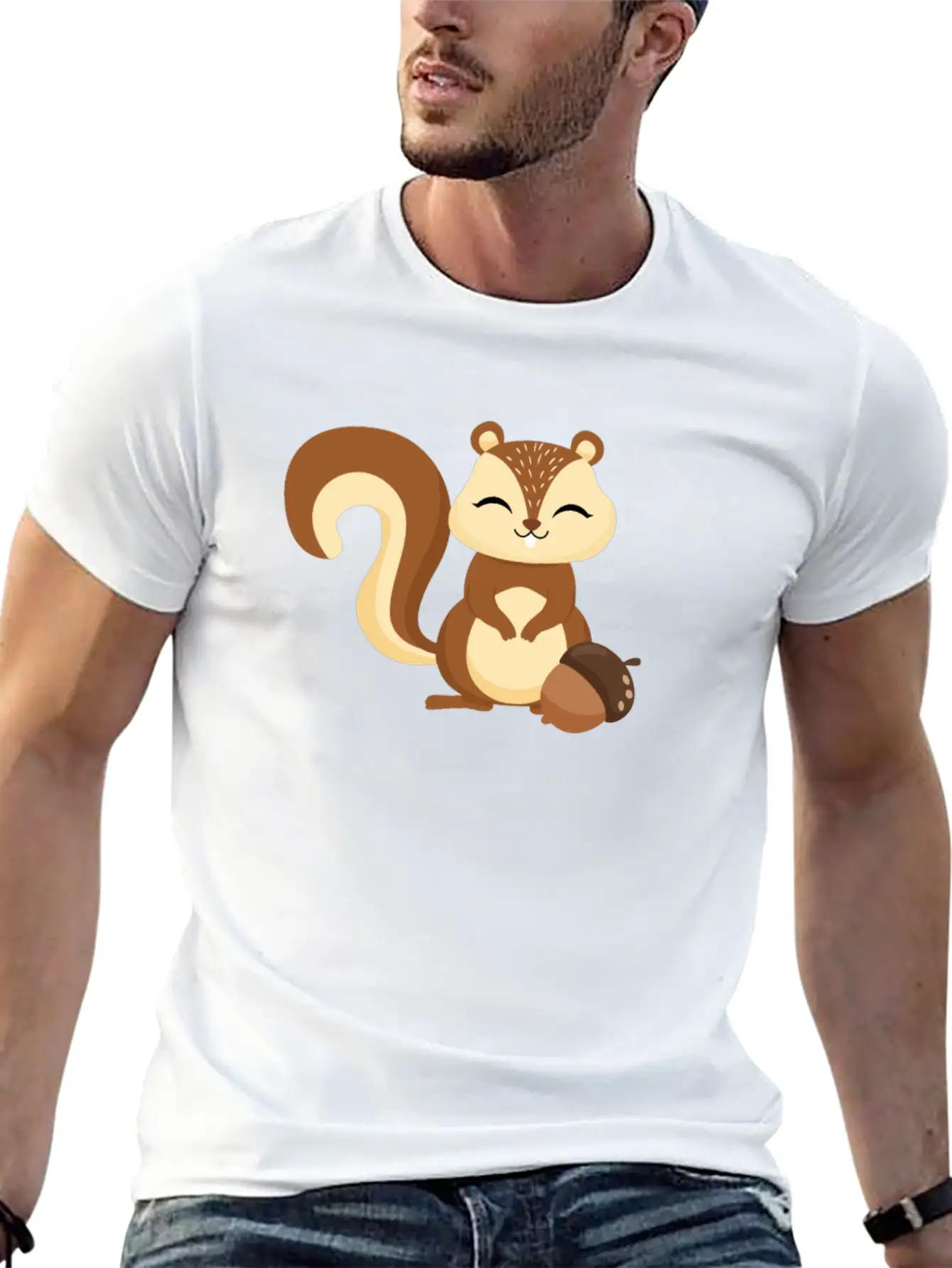 Cute Kids Squirrel Animal Motif Unisex Casual T-Shirt – Clean Design For Daily Comfort