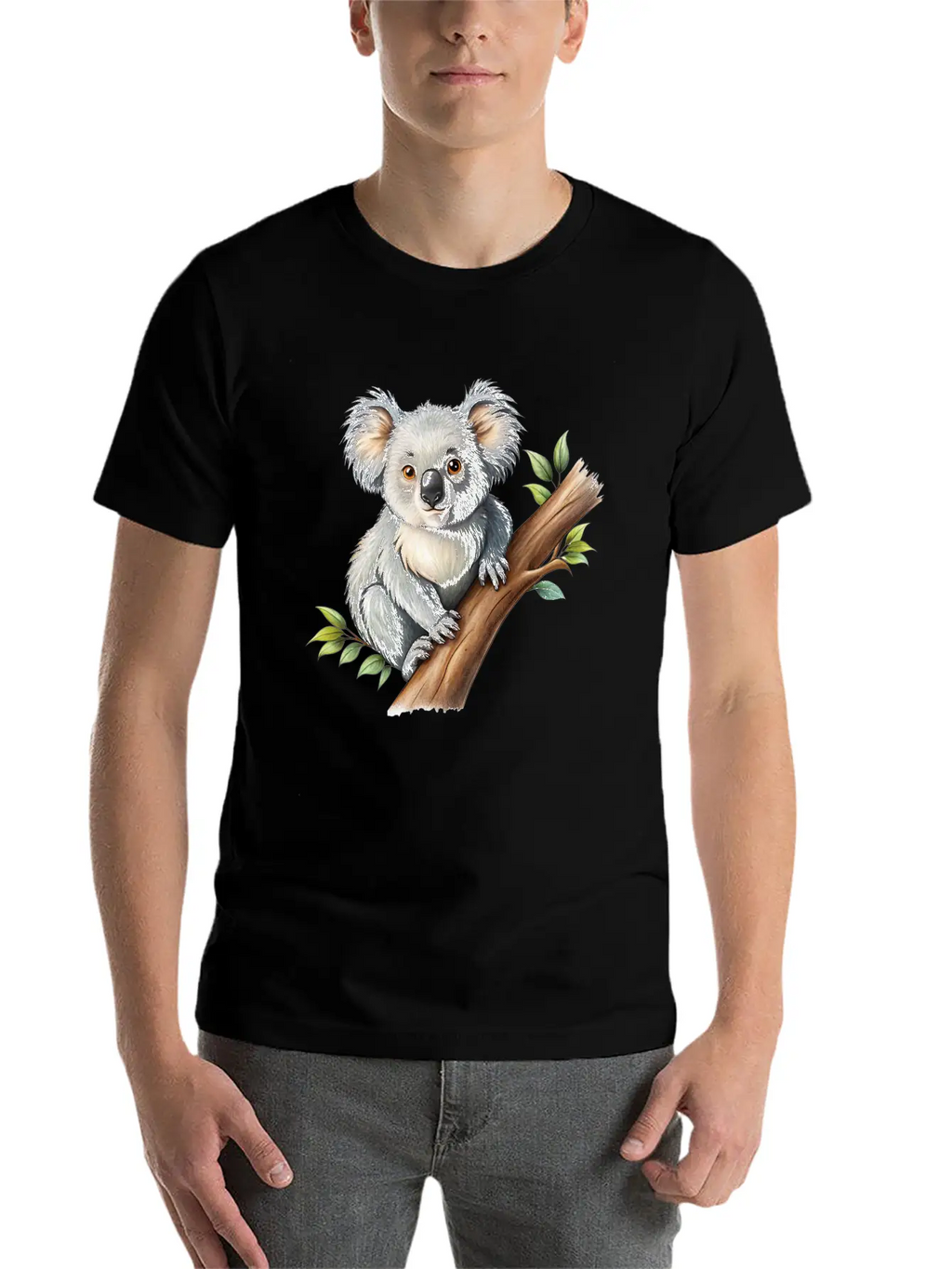 Cute Koala On A Tree Branch Vector Illustration Unisex Casual T-Shirt – Clean Design For Daily Comfort
