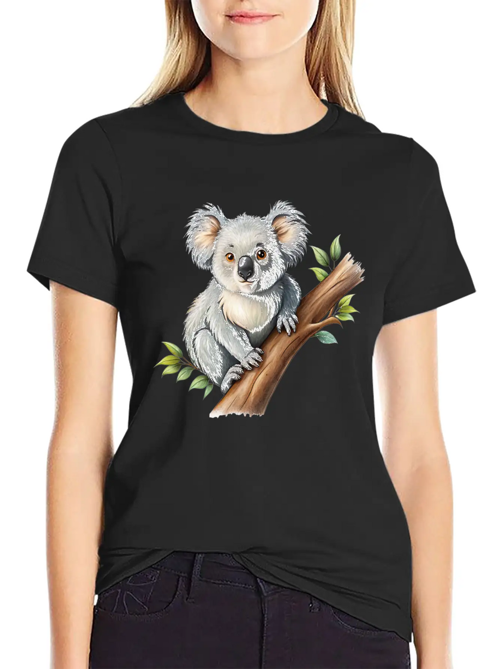 Cute Koala On A Tree Branch Vector Illustration Unisex Casual T-Shirt – Clean Design For Daily Comfort