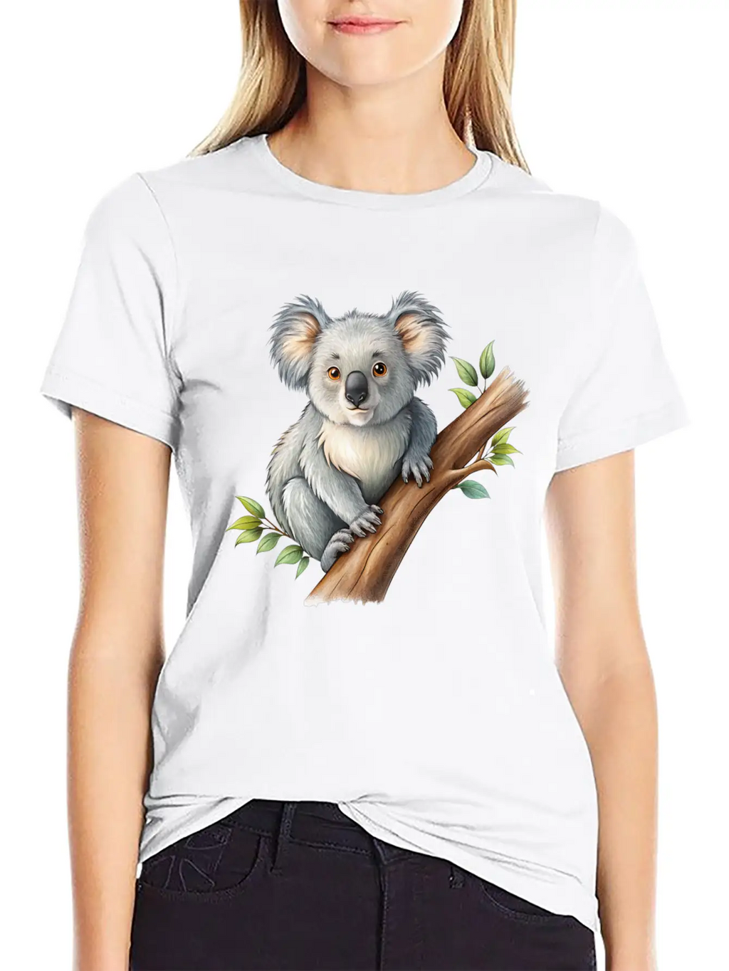 Cute Koala On A Tree Branch Vector Illustration Unisex Casual T-Shirt – Clean Design For Daily Comfort
