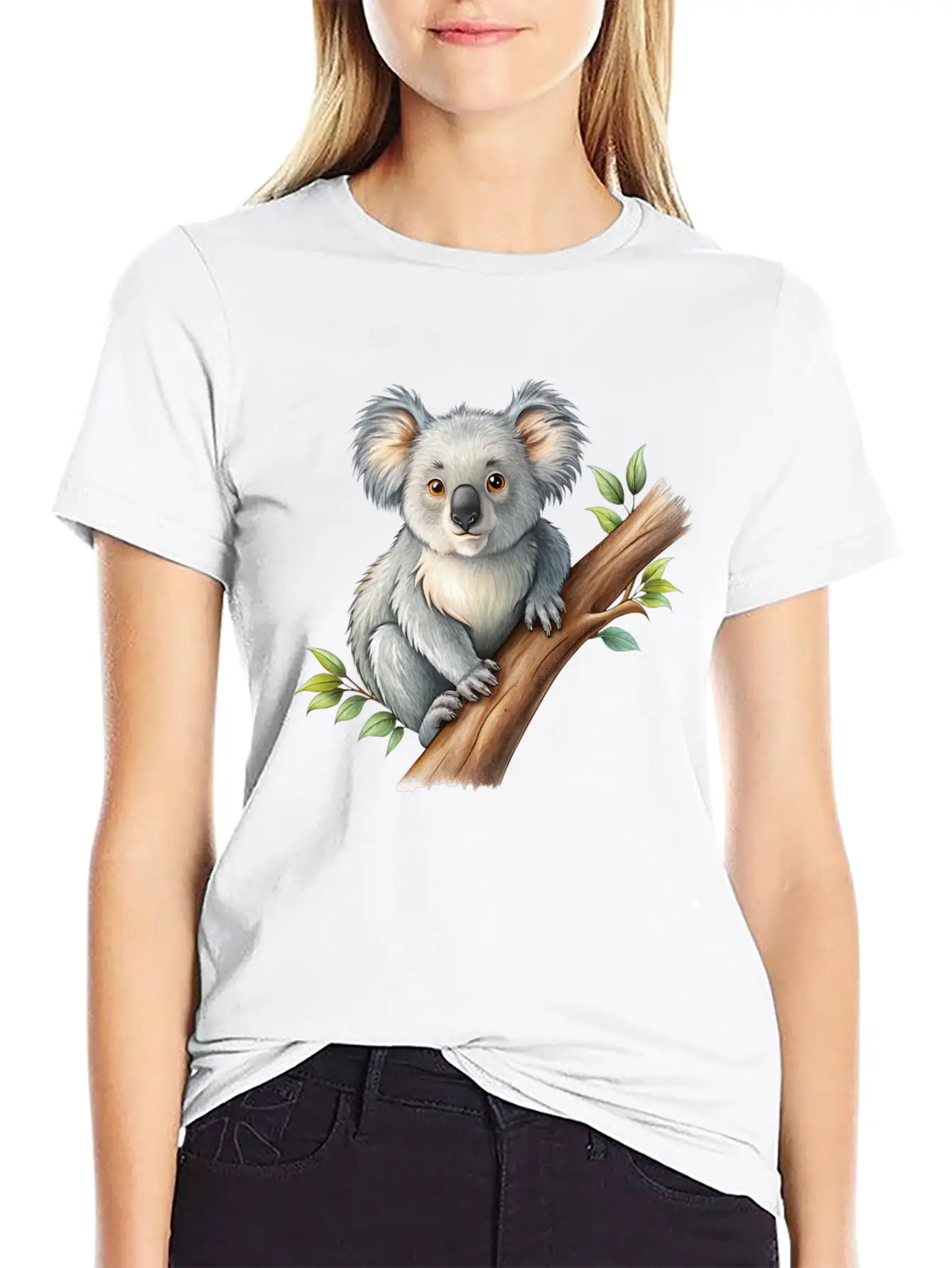 Cute Koala On A Tree Branch Vector Illustration Unisex Casual T-Shirt – Clean Design For Daily Comfort