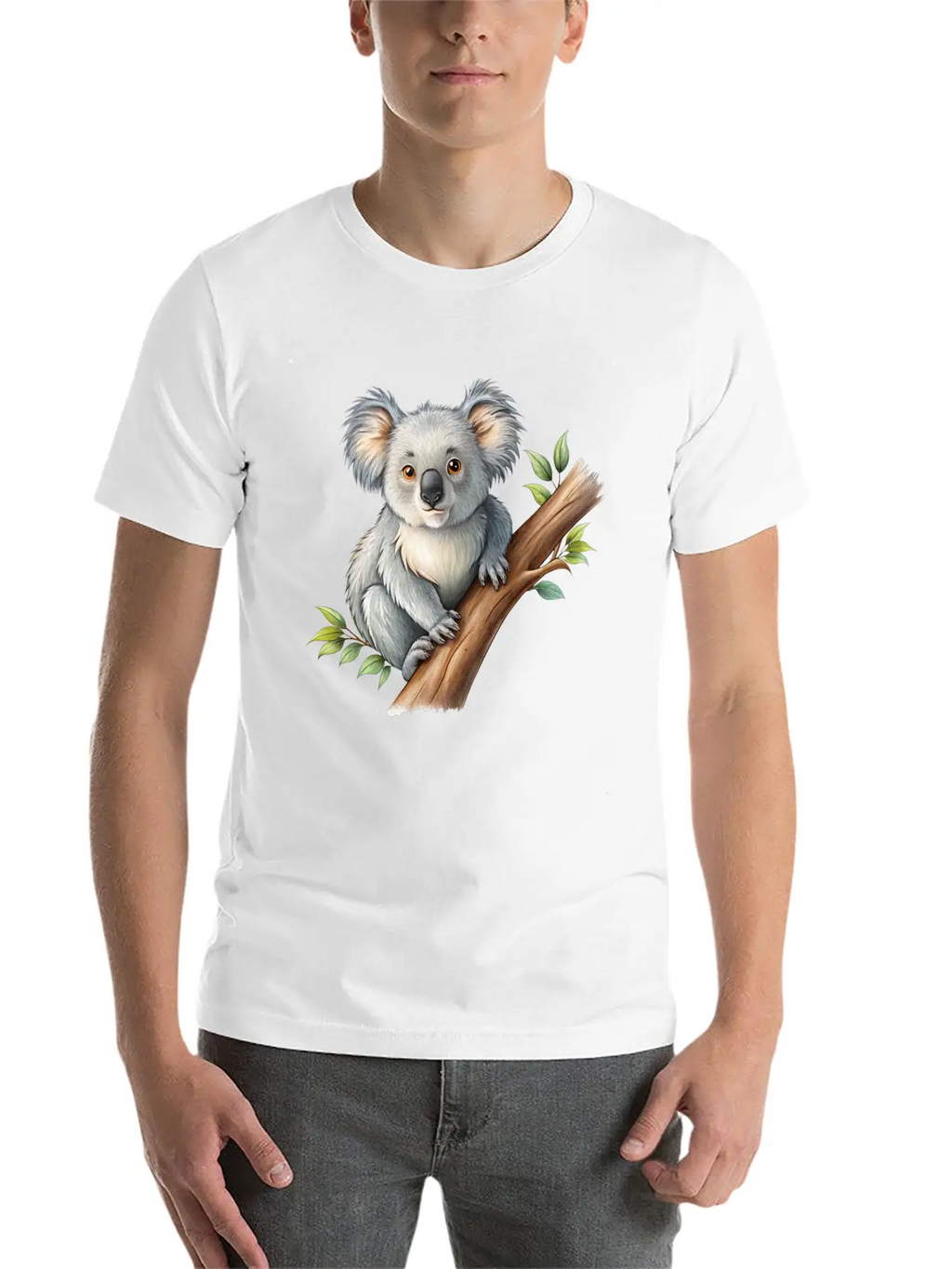 Cute Koala On A Tree Branch Vector Illustration Unisex Casual T-Shirt – Clean Design For Daily Comfort