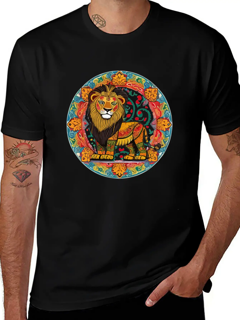 Cute Lion In Alebrijes Frame Unisex Casual T-Shirt – Clean Design For Daily Comfort