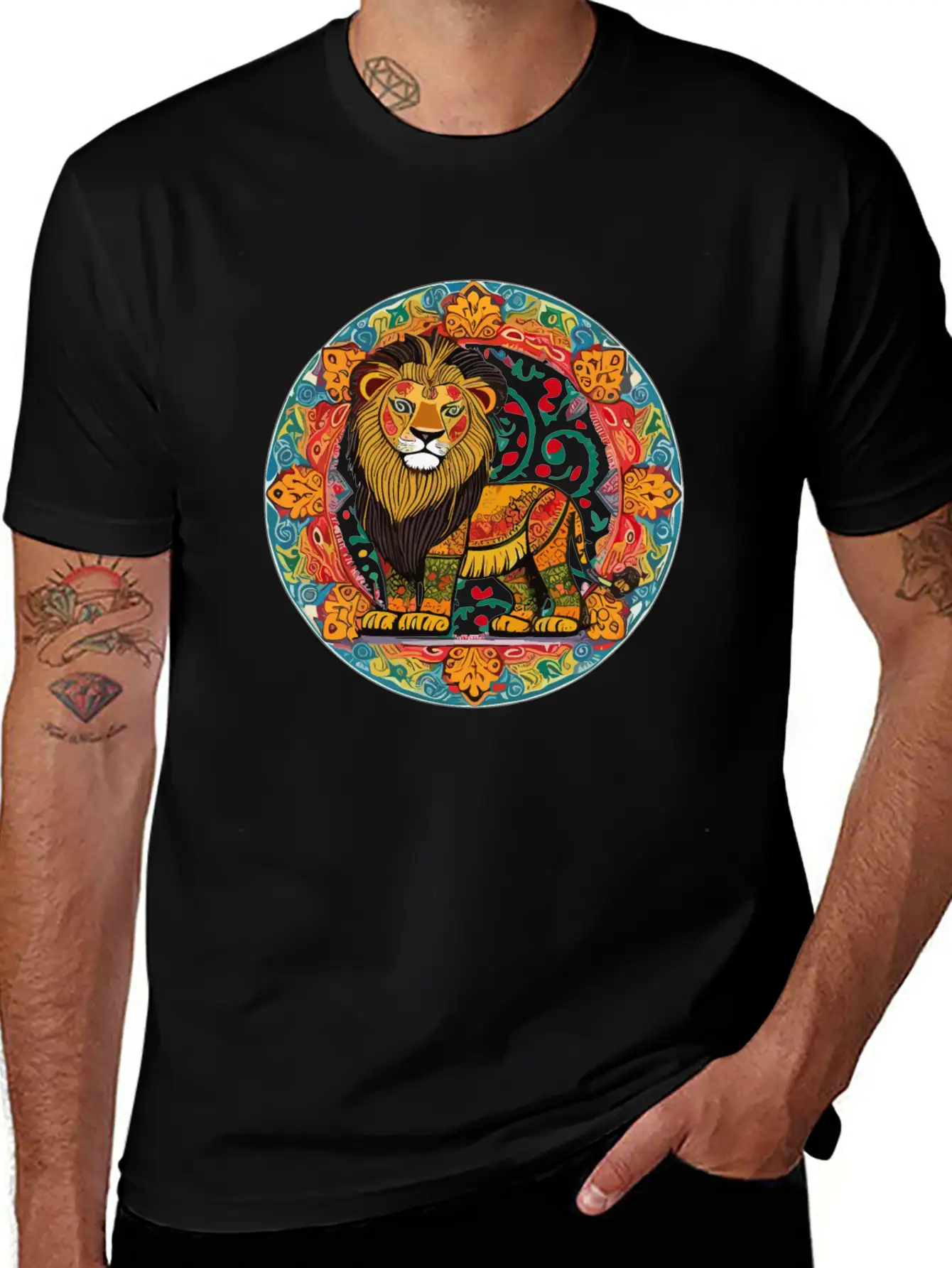 Cute Lion In Alebrijes Frame Unisex Casual T-Shirt – Clean Design For Daily Comfort