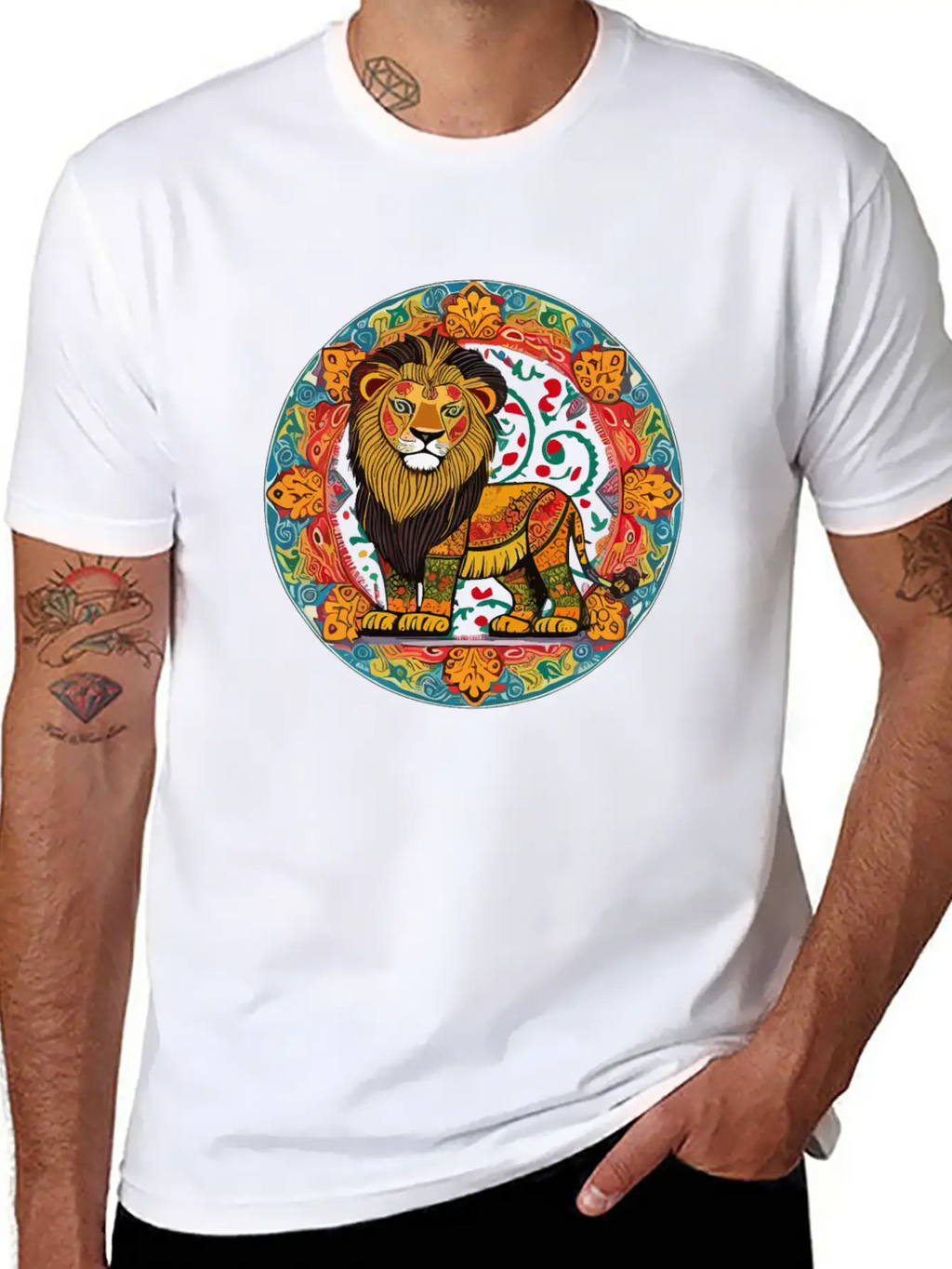 Cute Lion In Alebrijes Frame Unisex Casual T-Shirt – Clean Design For Daily Comfort