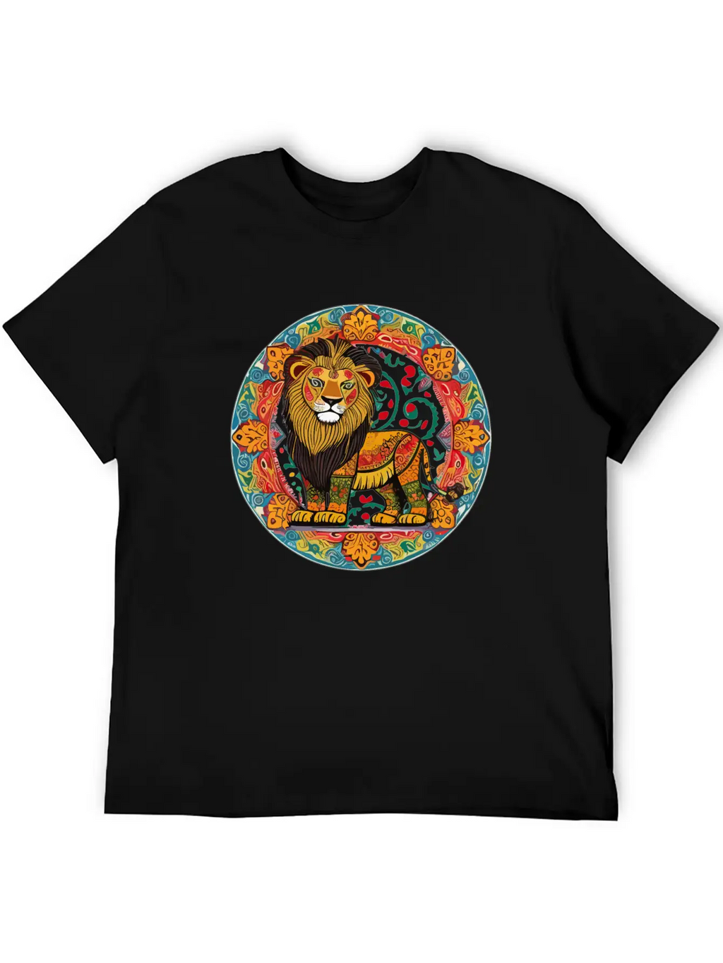 Cute Lion In Alebrijes Frame Unisex Casual T-Shirt – Clean Design For Daily Comfort