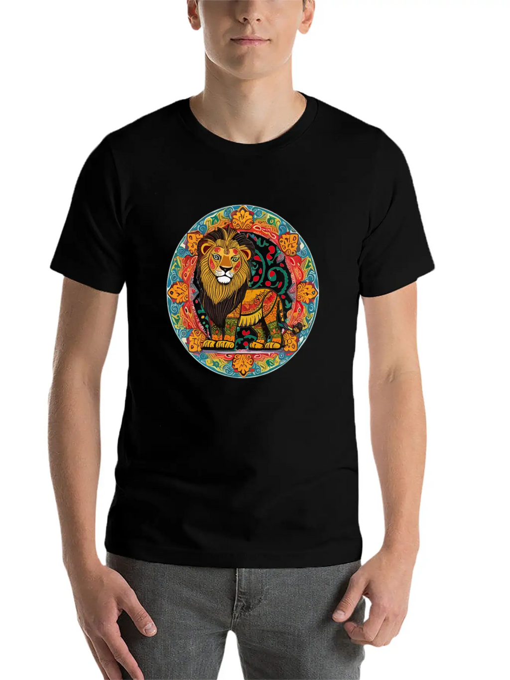 Cute Lion In Alebrijes Frame Unisex Casual T-Shirt – Clean Design For Daily Comfort