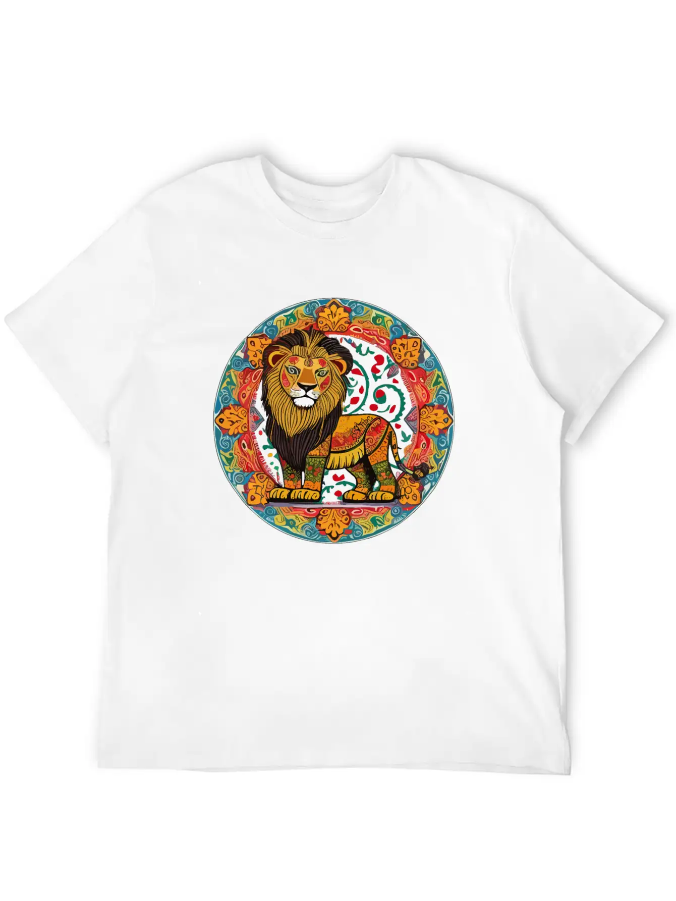 Cute Lion In Alebrijes Frame Unisex Casual T-Shirt – Clean Design For Daily Comfort