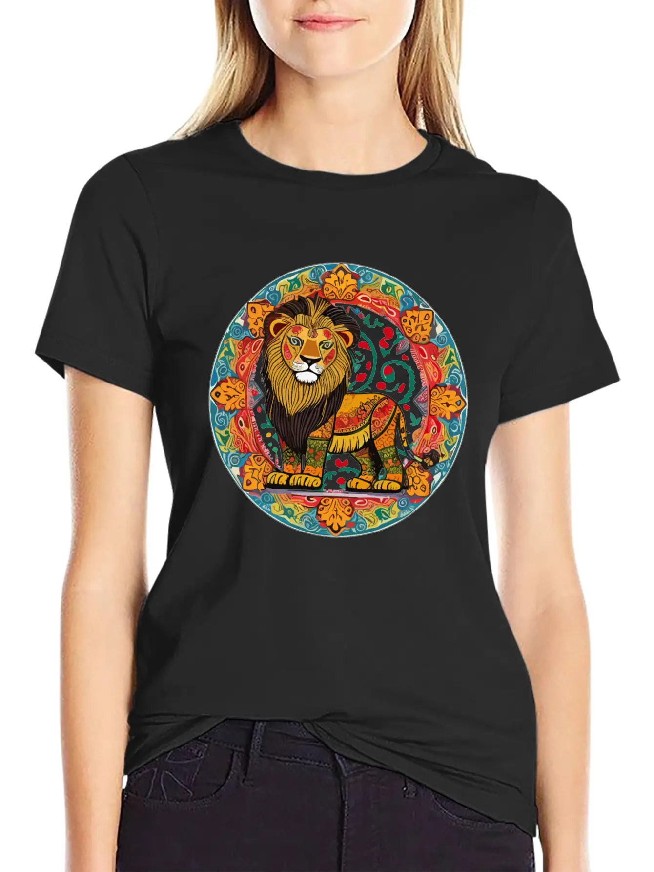 Cute Lion In Alebrijes Frame Unisex Casual T-Shirt – Clean Design For Daily Comfort