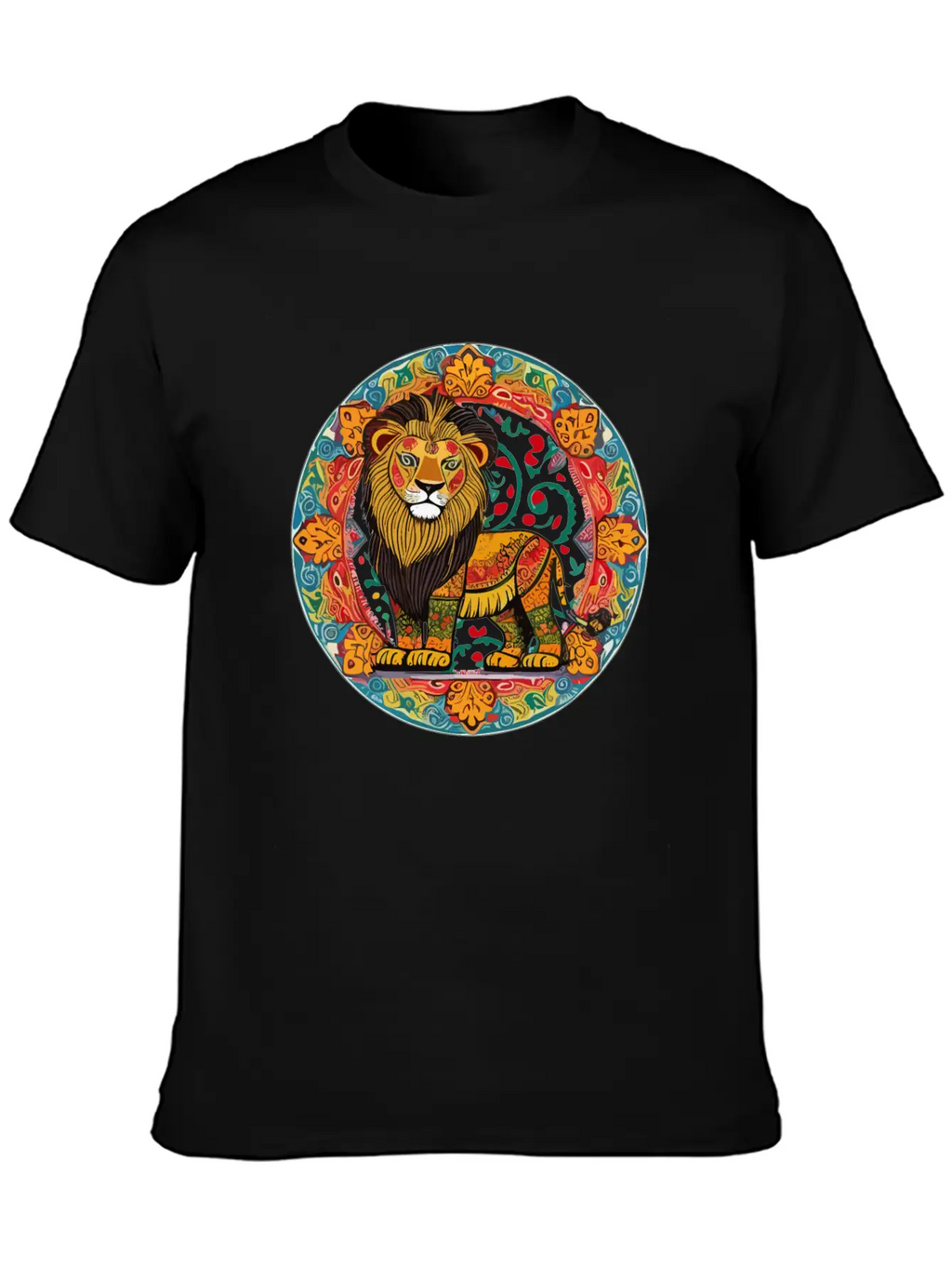 Cute Lion In Alebrijes Frame Unisex Casual T-Shirt – Clean Design For Daily Comfort