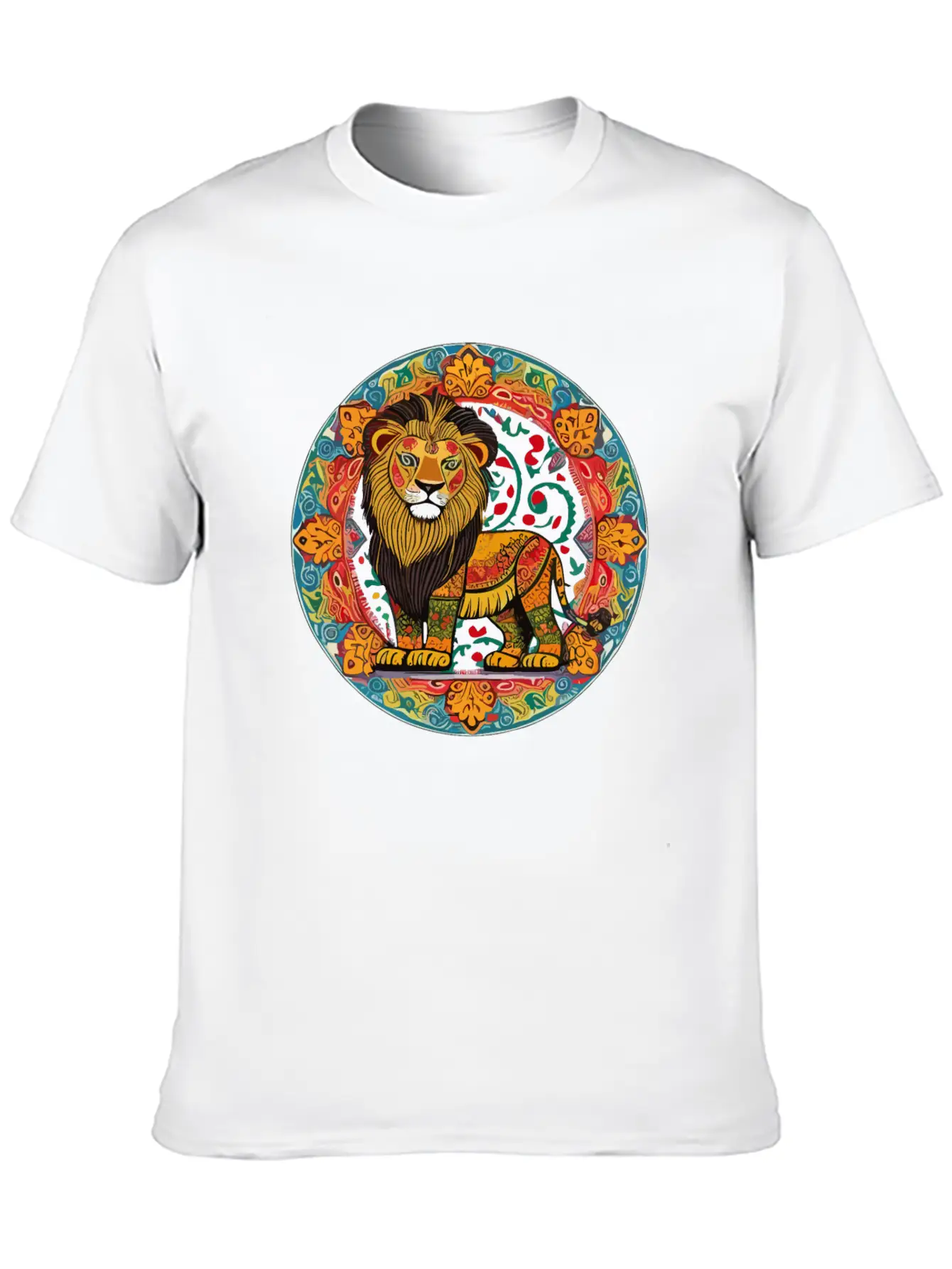 Cute Lion In Alebrijes Frame Unisex Casual T-Shirt – Clean Design For Daily Comfort
