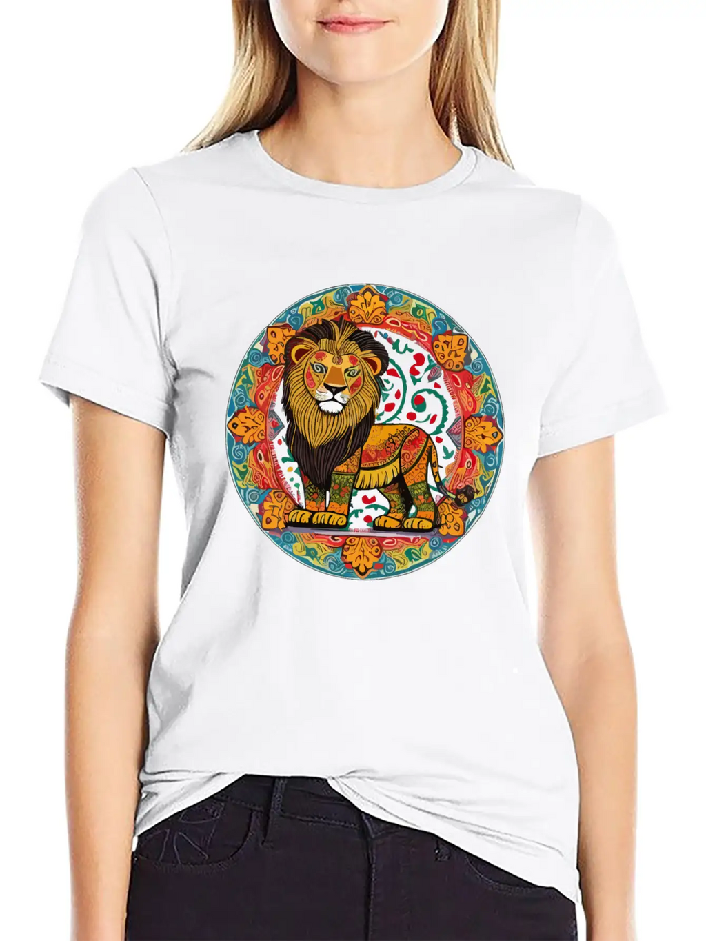 Cute Lion In Alebrijes Frame Unisex Casual T-Shirt – Clean Design For Daily Comfort