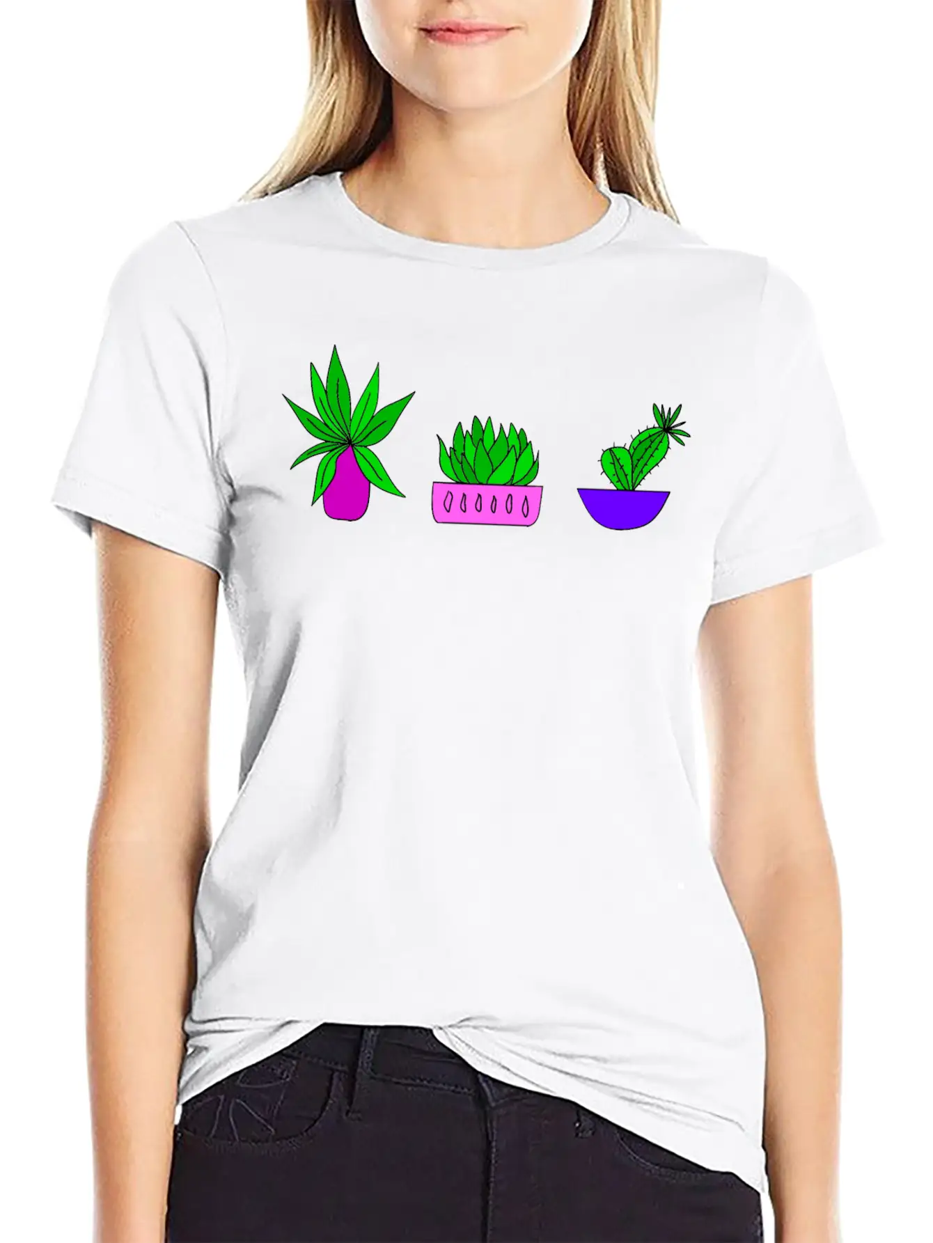 Cute Little Green Potted House Plants. Plant Lover Breathable Soft Cotton T-Shirt – Timeless Casual Look