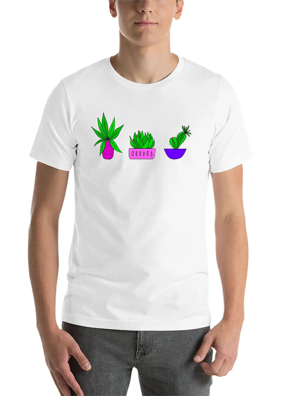 Cute Little Green Potted House Plants. Plant Lover Breathable Soft Cotton T-Shirt – Timeless Casual Look