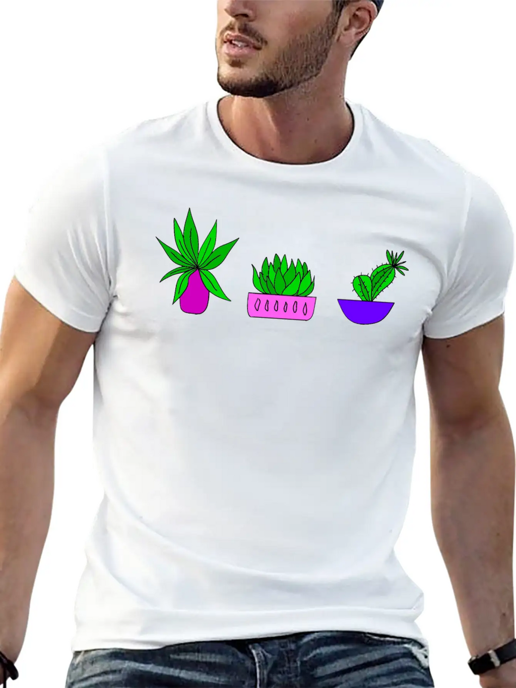 Cute Little Green Potted House Plants. Plant Lover Breathable Soft Cotton T-Shirt – Timeless Casual Look