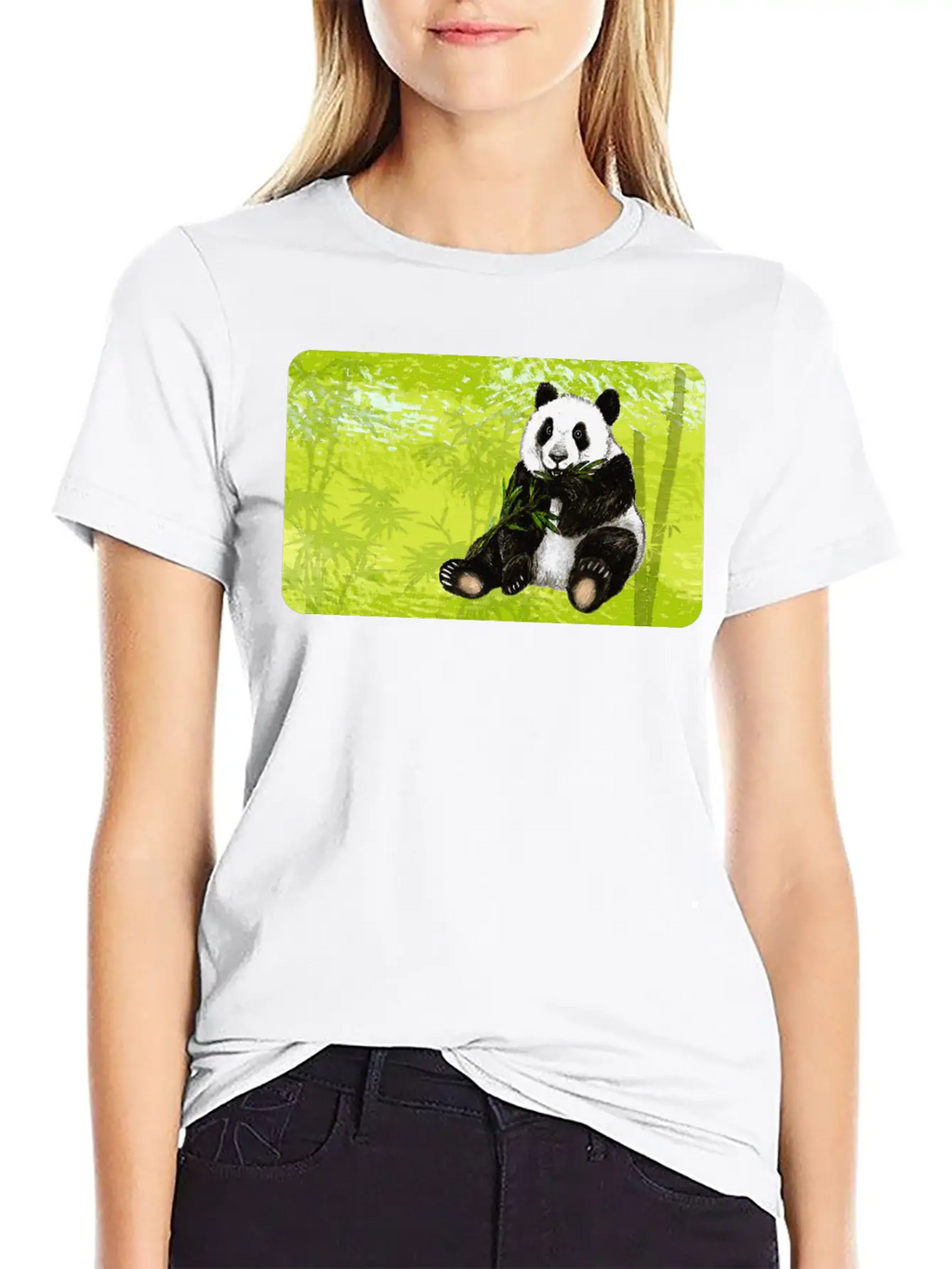 Cute Panda Bear With Bamboo - Design For Kids Classic Fit Graphic Tee For Daily Comfort – Unisex Cotton Shirt