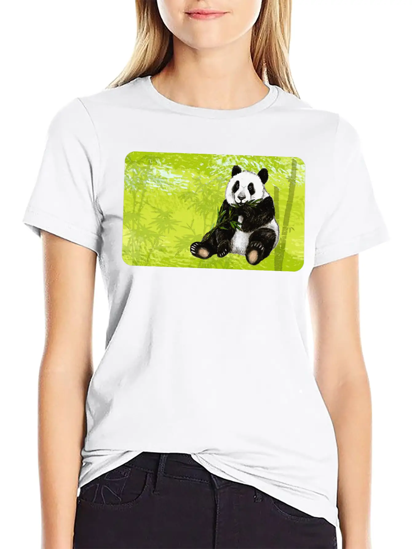 Cute Panda Bear With Bamboo - Design For Kids Classic Fit Graphic Tee For Daily Comfort – Unisex Cotton Shirt