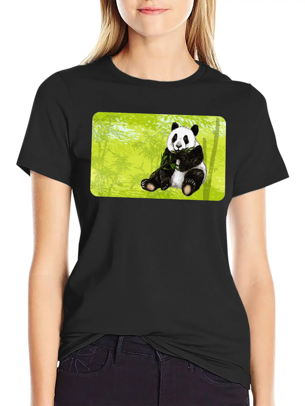 Cute Panda Bear With Bamboo - Design For Kids Classic Fit Graphic Tee For Daily Comfort – Unisex Cotton Shirt