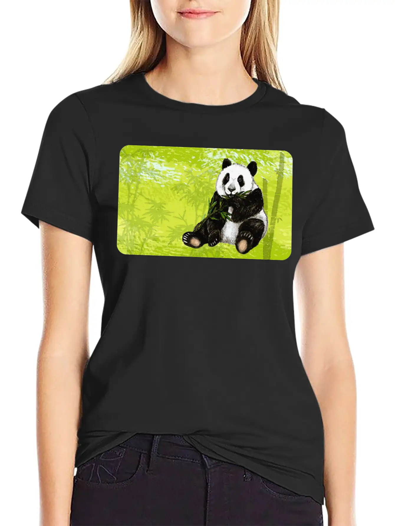 Cute Panda Bear With Bamboo - Design For Kids Classic Fit Graphic Tee For Daily Comfort – Unisex Cotton Shirt