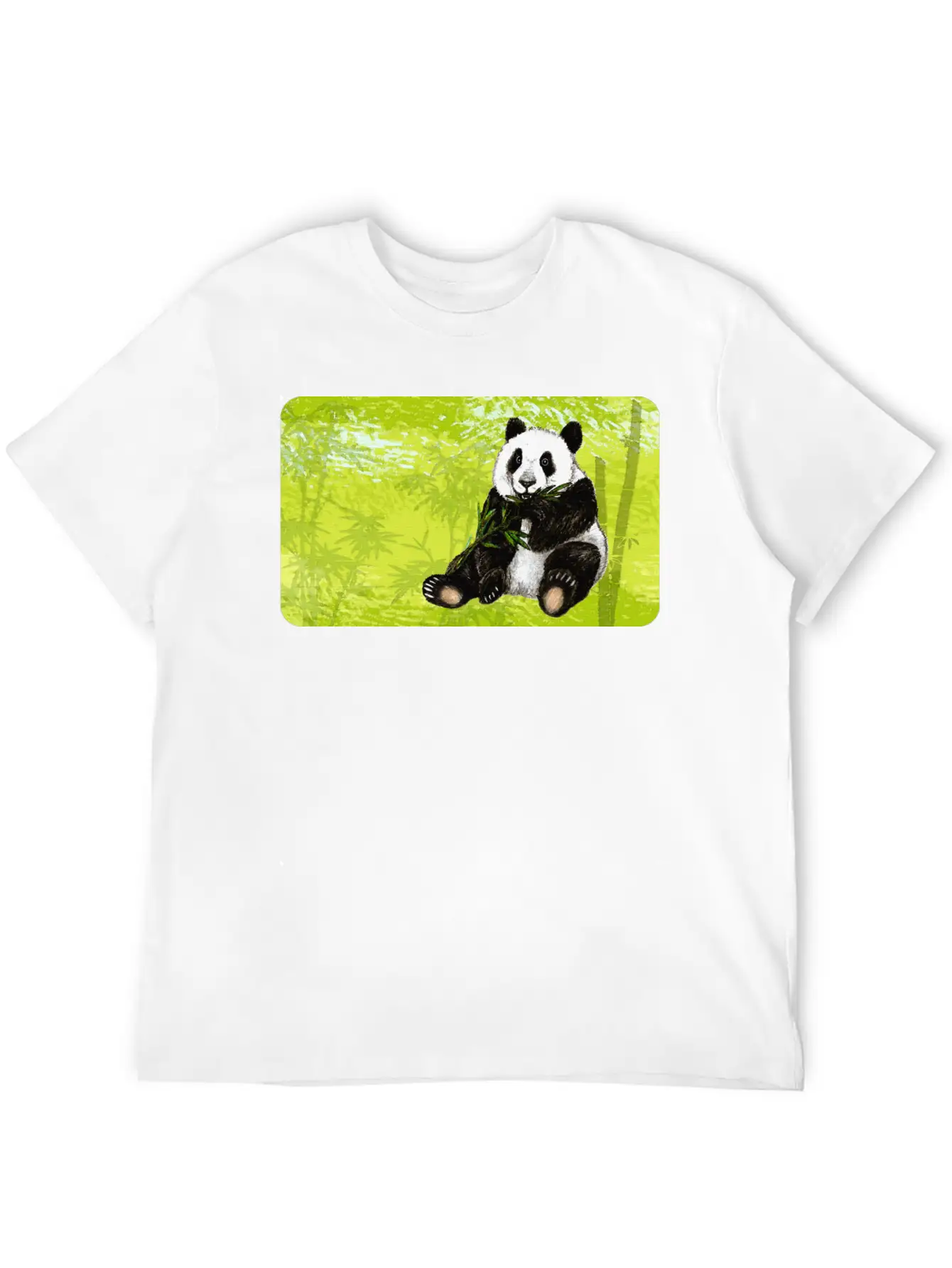 Cute Panda Bear With Bamboo - Design For Kids Classic Fit Graphic Tee For Daily Comfort – Unisex Cotton Shirt
