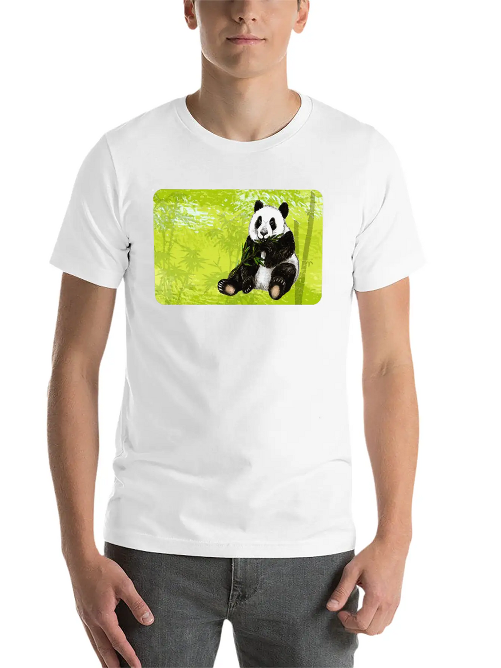 Cute Panda Bear With Bamboo - Design For Kids Classic Fit Graphic Tee For Daily Comfort – Unisex Cotton Shirt