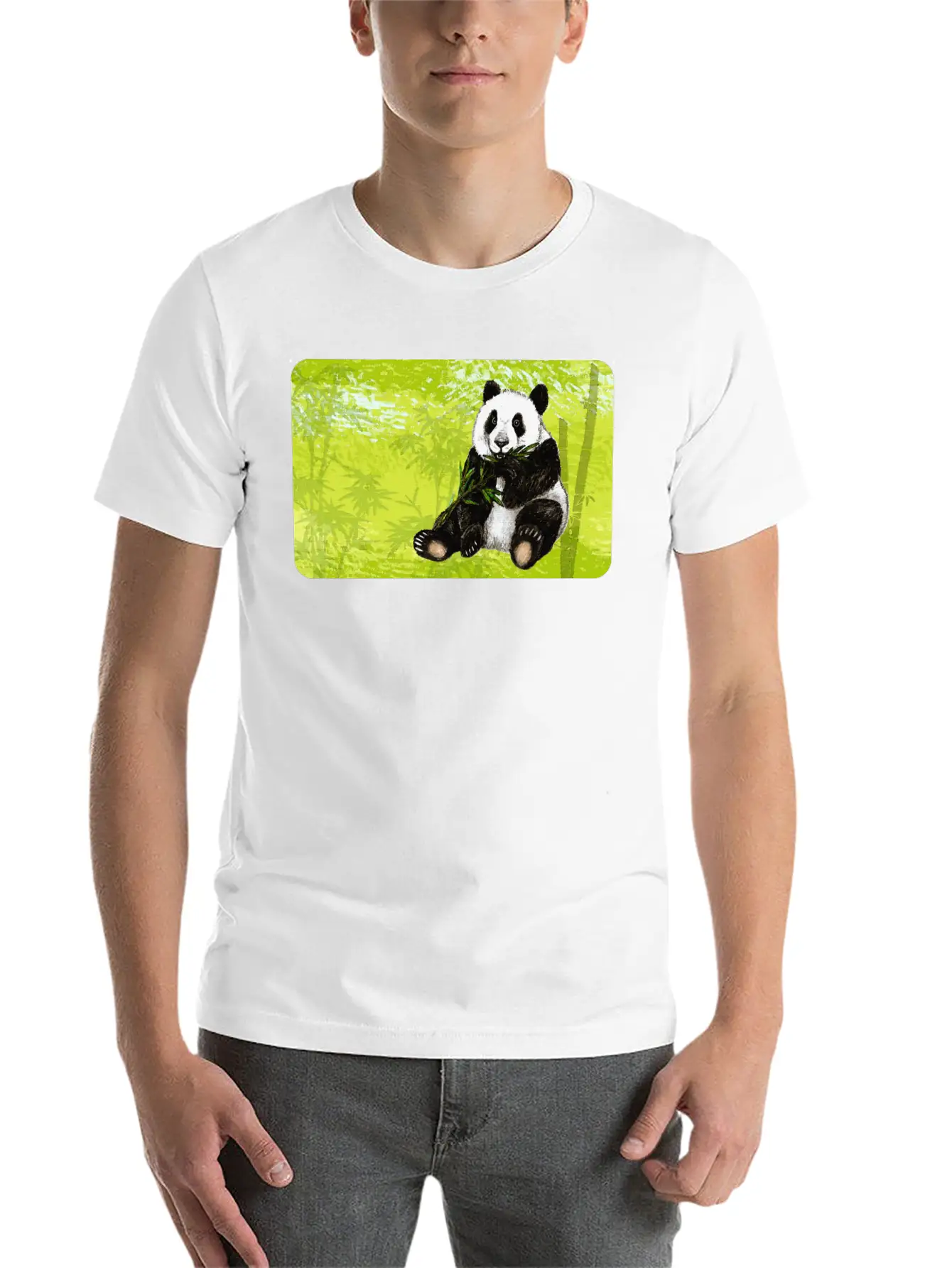 Cute Panda Bear With Bamboo - Design For Kids Classic Fit Graphic Tee For Daily Comfort – Unisex Cotton Shirt