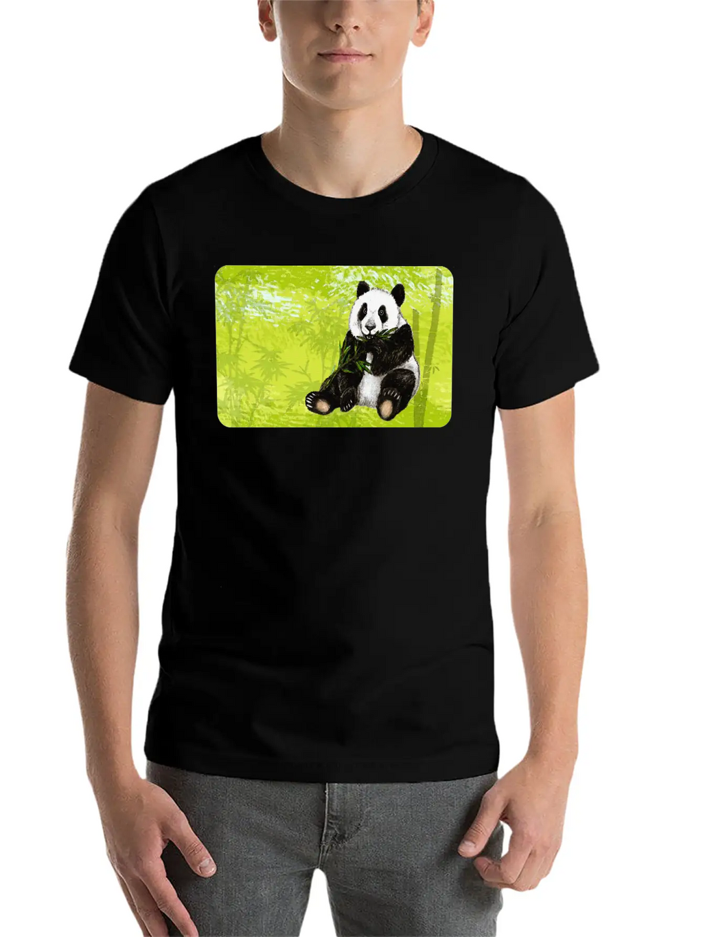 Cute Panda Bear With Bamboo - Design For Kids Classic Fit Graphic Tee For Daily Comfort – Unisex Cotton Shirt