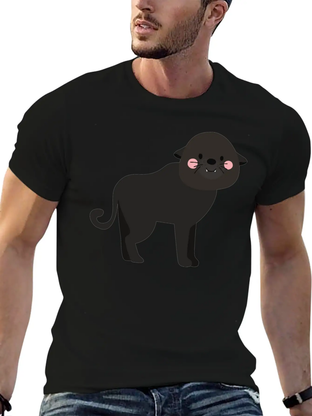 Cute Panther Unisex Casual T-Shirt – Clean Design For Daily Comfort