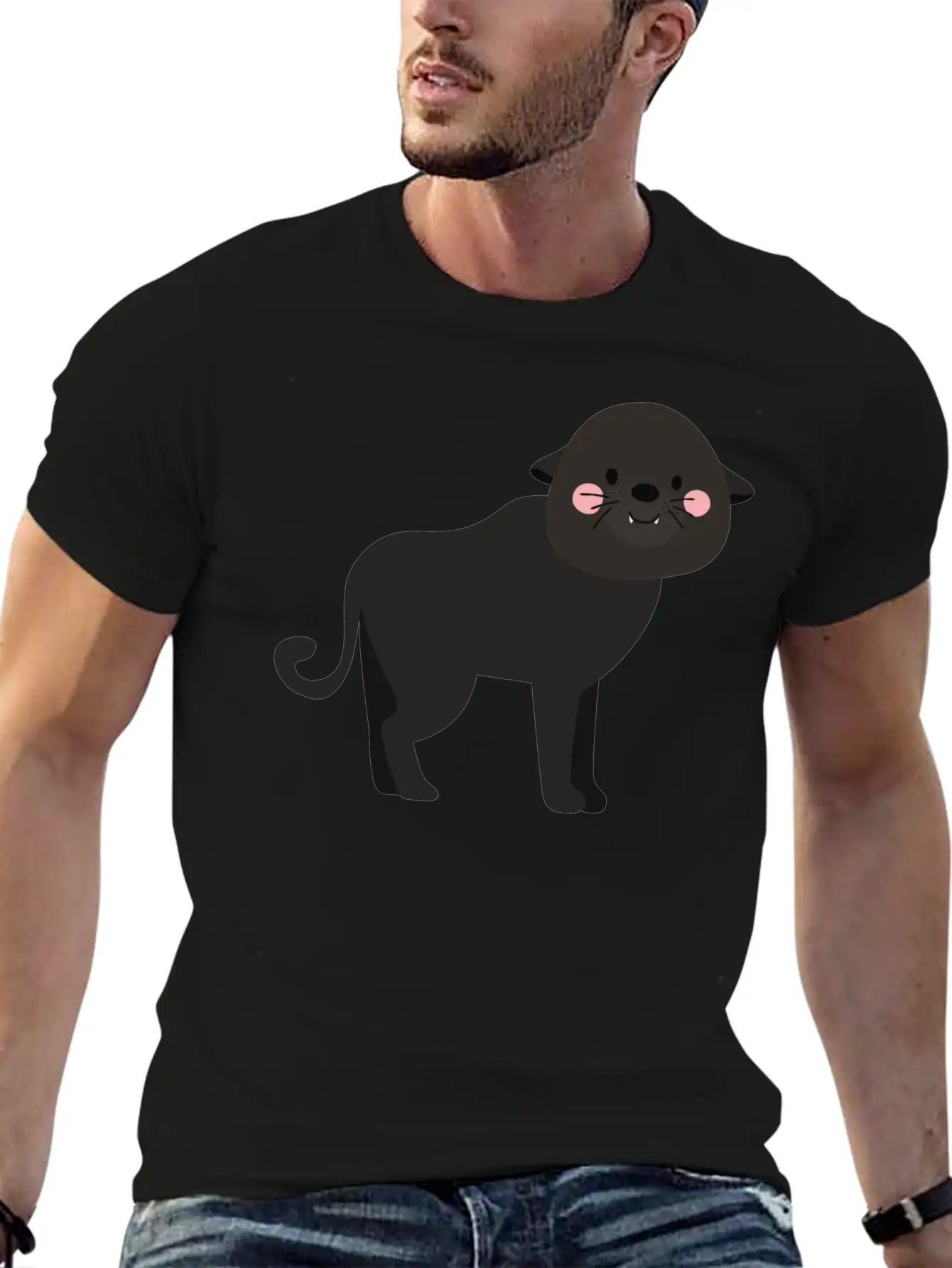 Cute Panther Unisex Casual T-Shirt – Clean Design For Daily Comfort