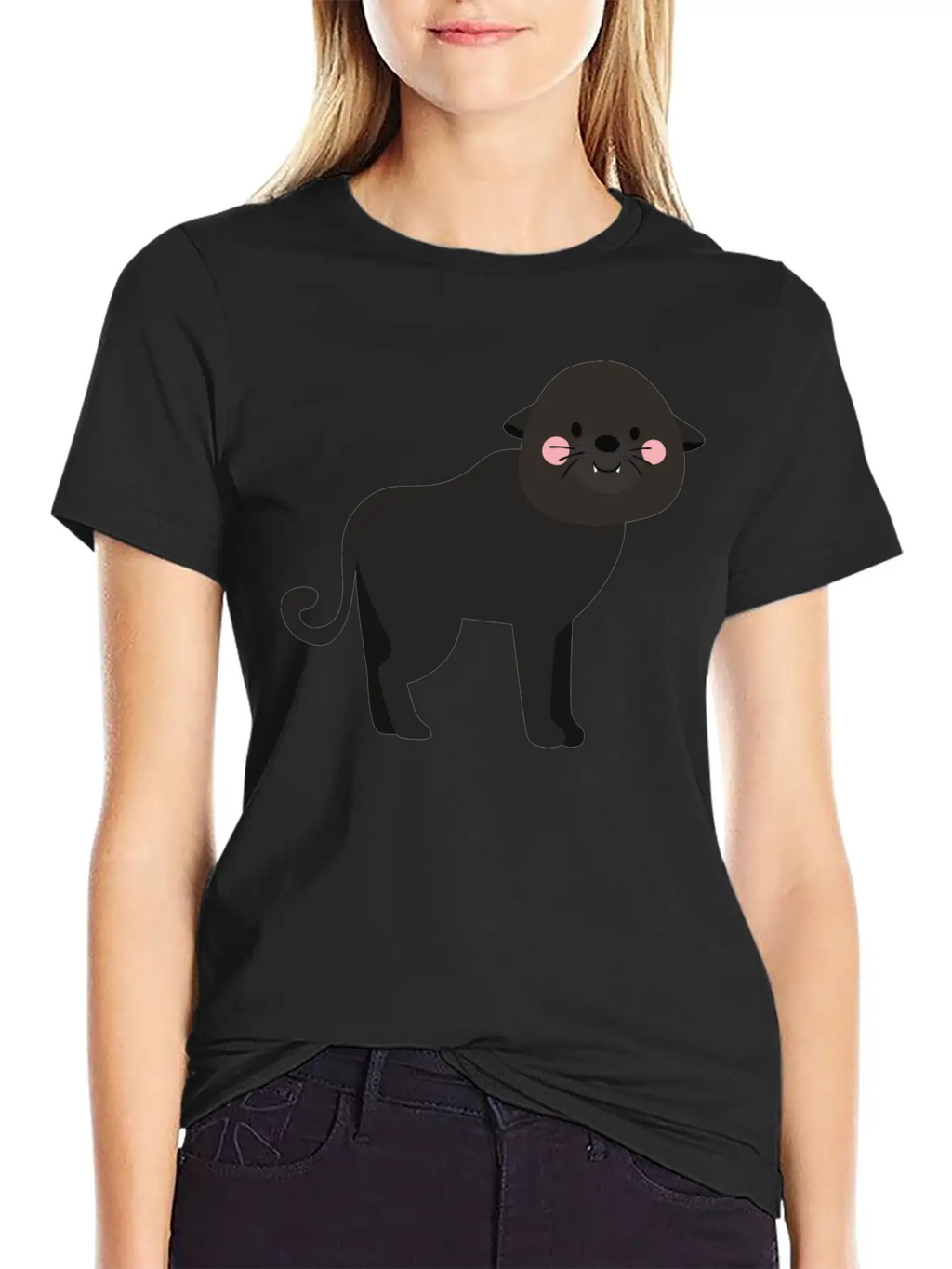 Cute Panther Unisex Casual T-Shirt – Clean Design For Daily Comfort