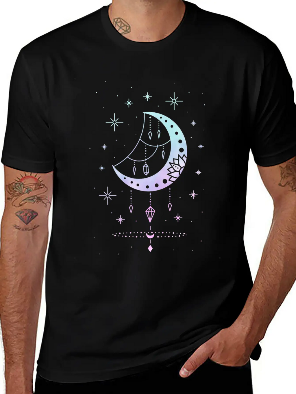 Cute Pastel Goth Moon Witchy Crescent Breathable Soft Cotton T-Shirt – Timeless Casual Look