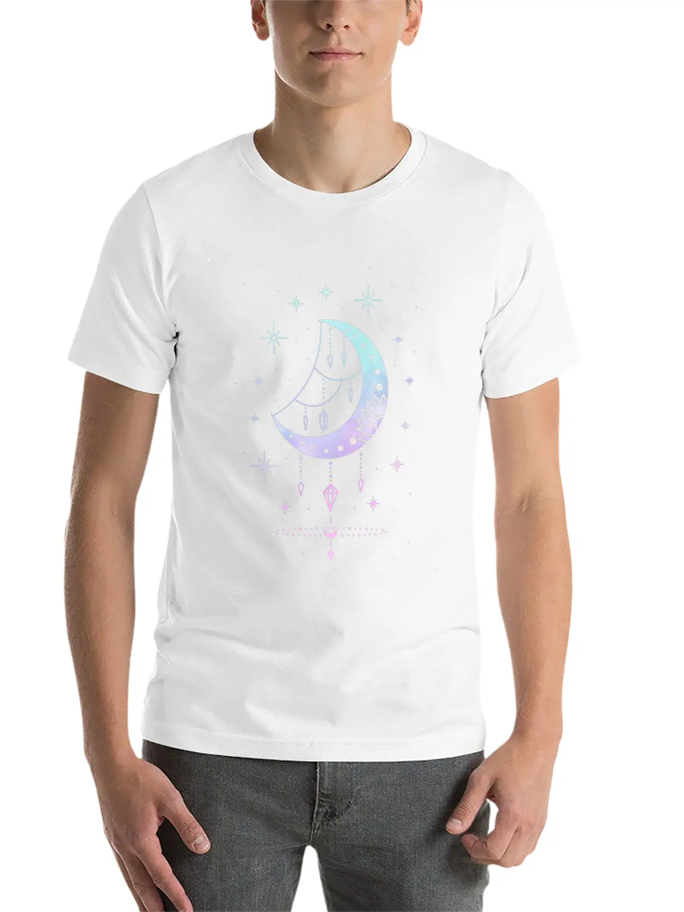 Cute Pastel Goth Moon Witchy Crescent Breathable Soft Cotton T-Shirt – Timeless Casual Look